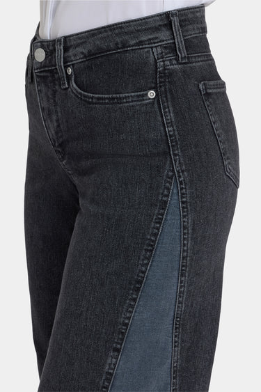 NYDJ Teresa Wide Leg Jeans With Contrast Side Panels, Frayed Hems And 29