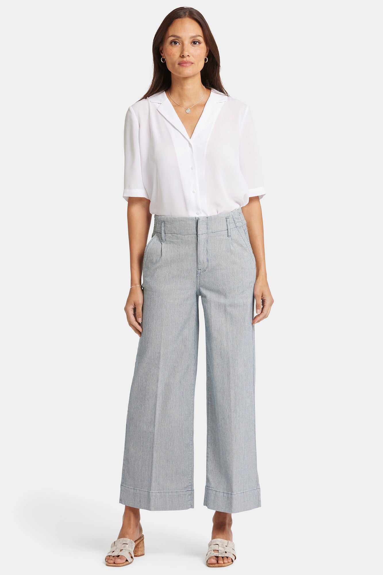 NYDJ Mona Wide Leg Trouser Ankle Jeans With High Rise - Canyon River Stripe