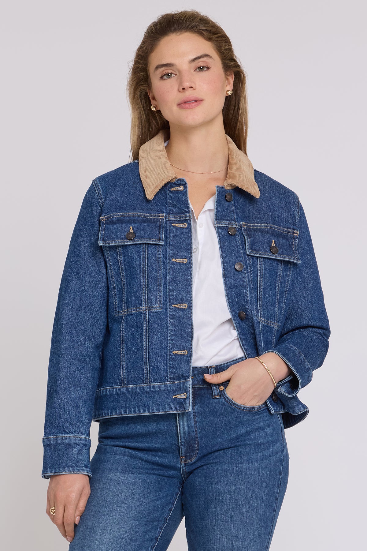 NYDJ Denim Jacket With Corduroy Collar - Sea Holly