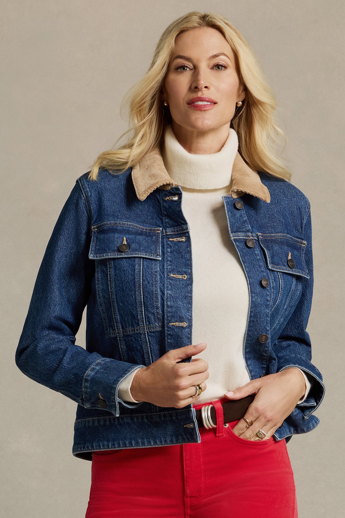 NYDJ Denim Jacket With Corduroy Collar - Sea Holly