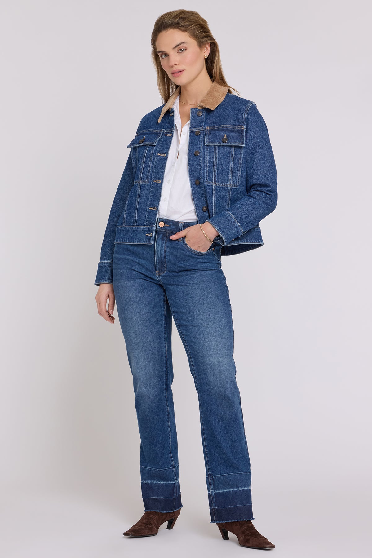 NYDJ Denim Jacket With Corduroy Collar - Sea Holly