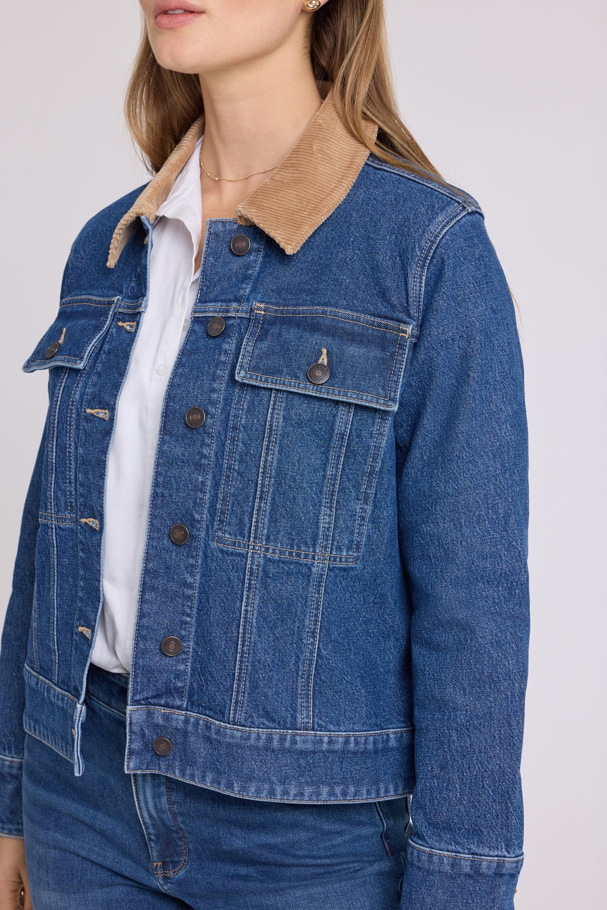 NYDJ Denim Jacket With Corduroy Collar - Sea Holly