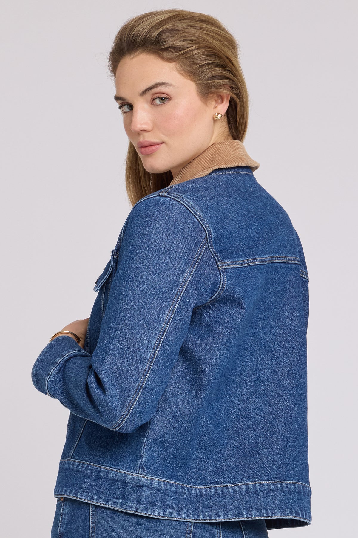NYDJ Denim Jacket With Corduroy Collar - Sea Holly