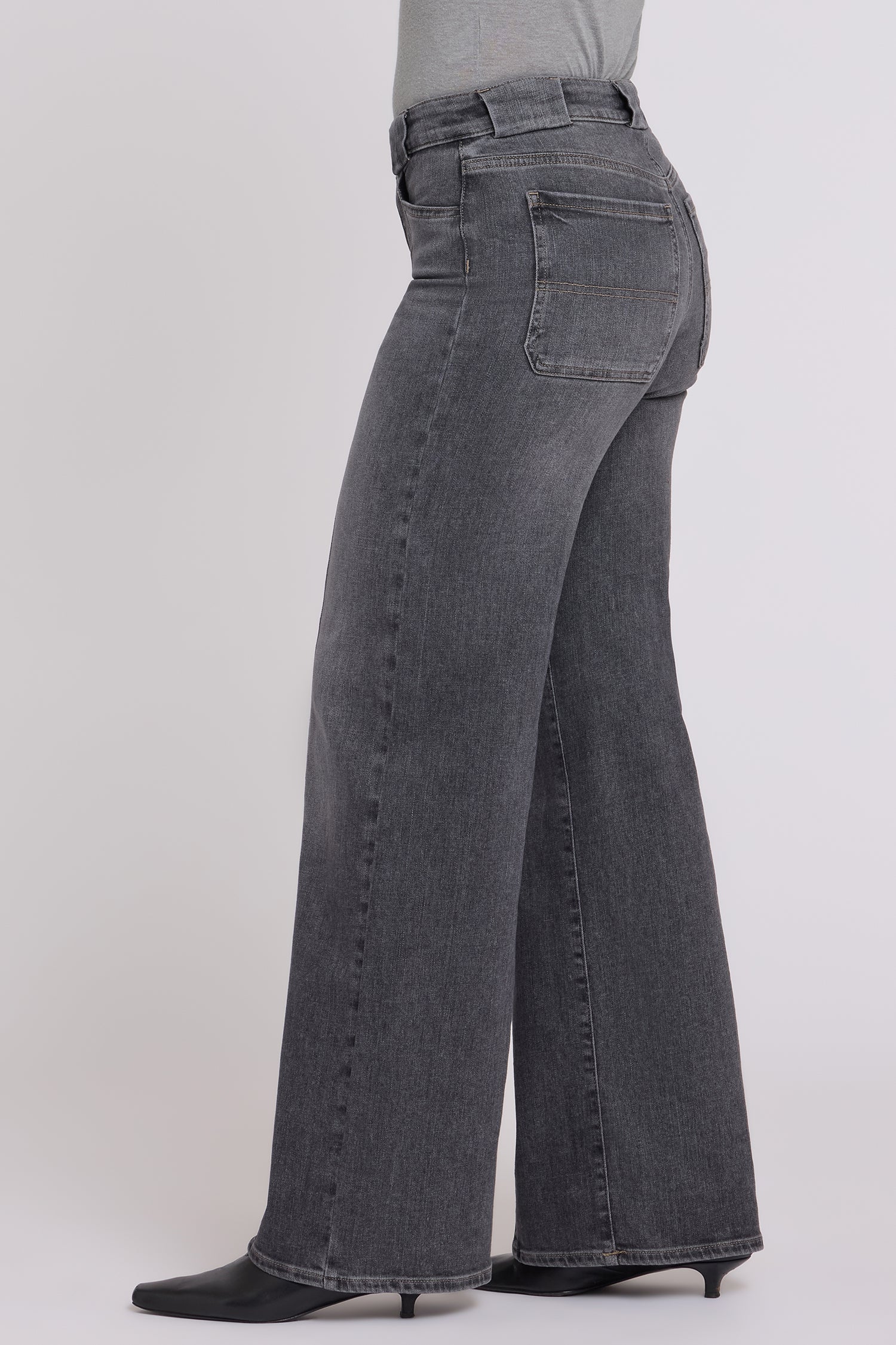 NYDJ Teresa Wide Leg Jeans In Re-New™ Denim With Front Seams And Wide Belt Loops - Balsam