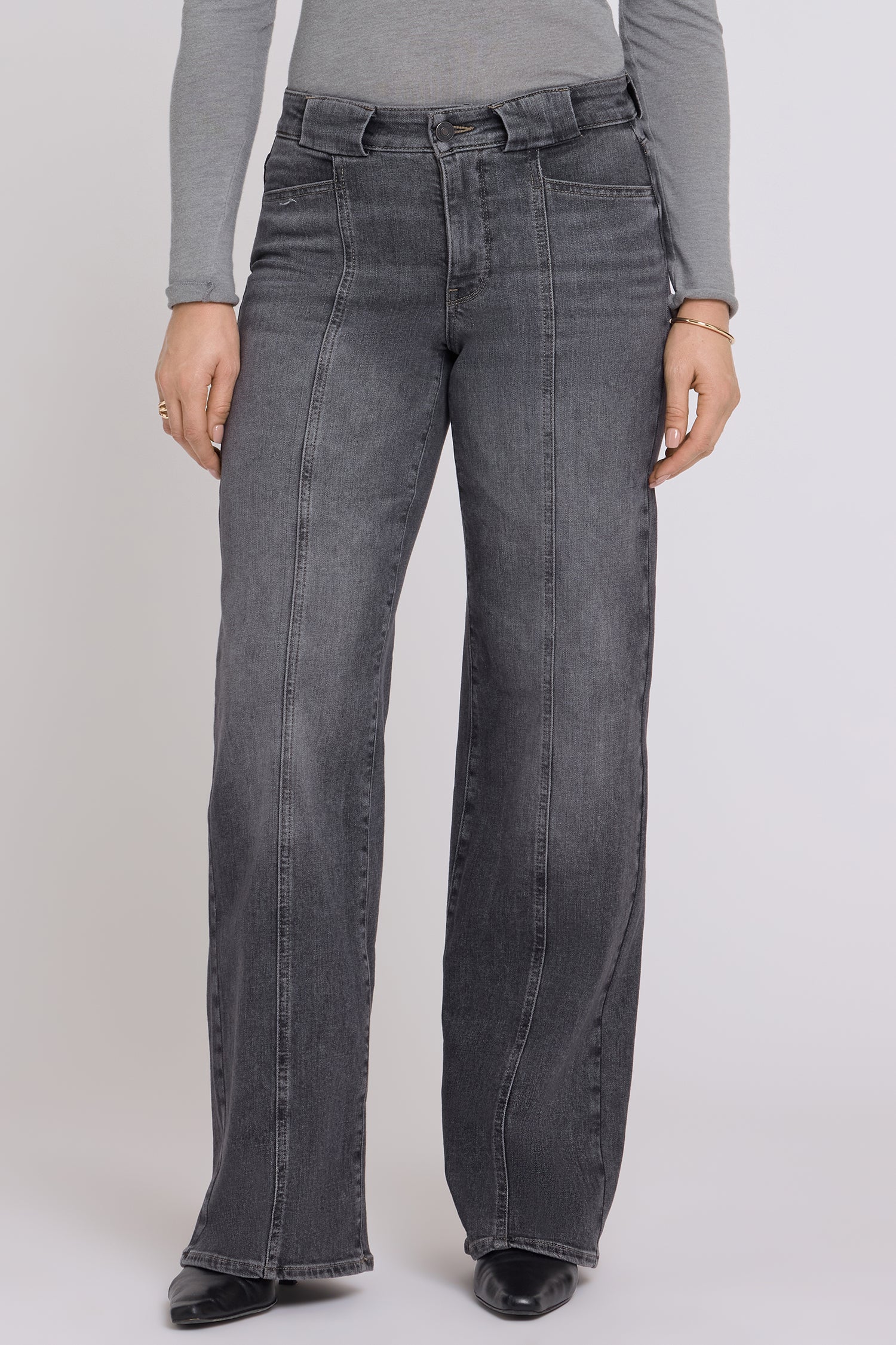 NYDJ Teresa Wide Leg Jeans In Re-New™ Denim With Front Seams And Wide Belt Loops - Balsam