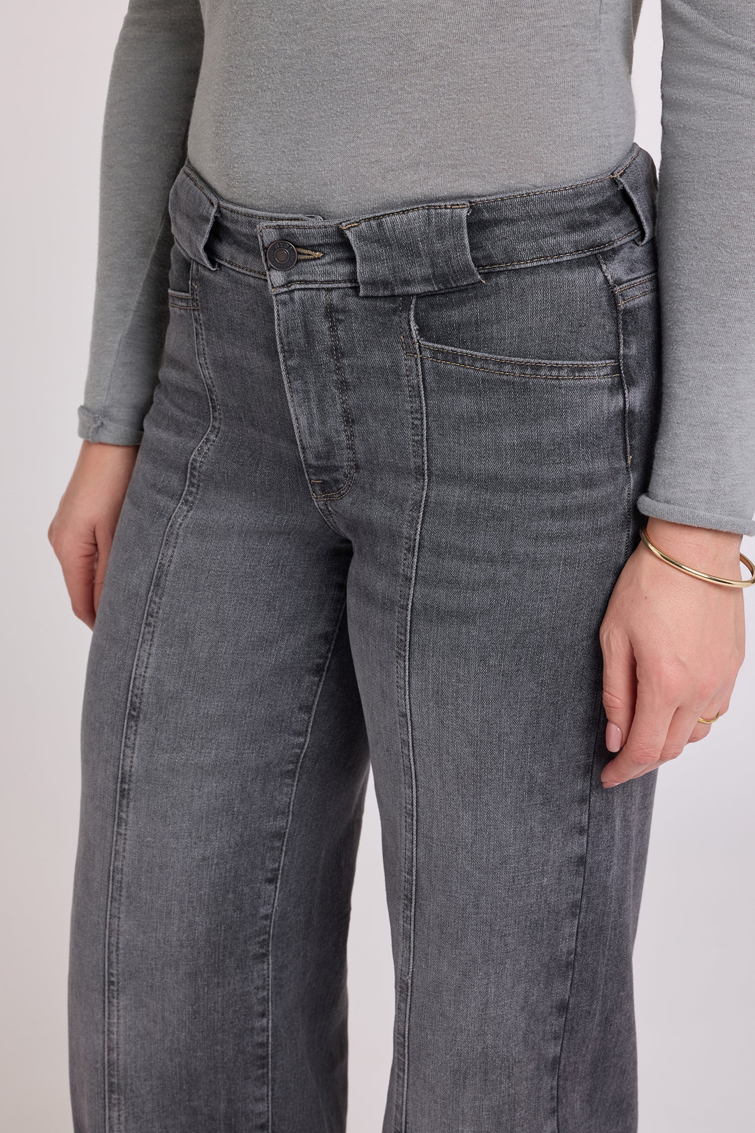 NYDJ Teresa Wide Leg Jeans In Re-New™ Denim With Front Seams And Wide Belt Loops - Balsam