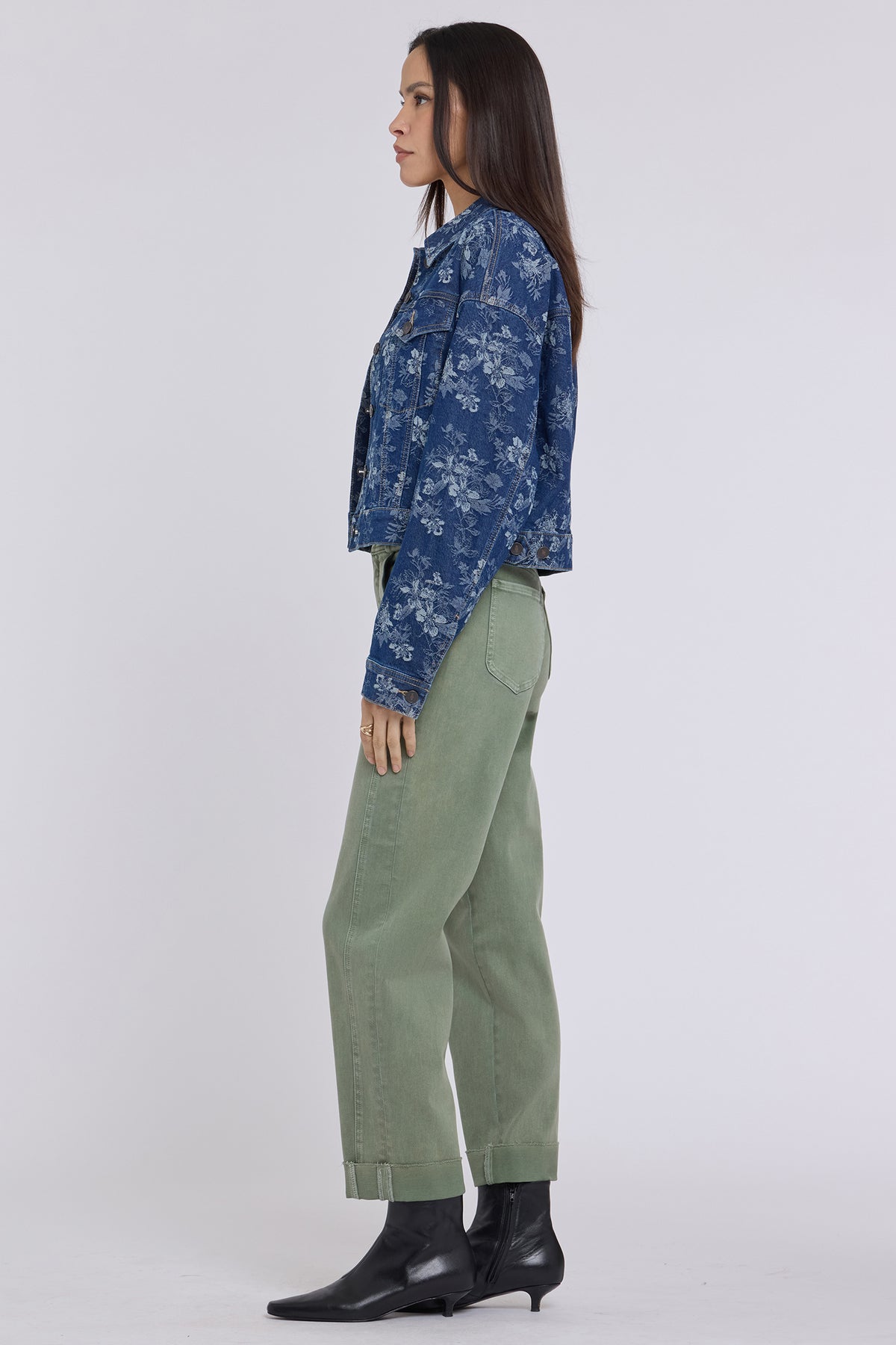 NYDJ Denim Trucker Jacket  - Floral Jacquard Indigo