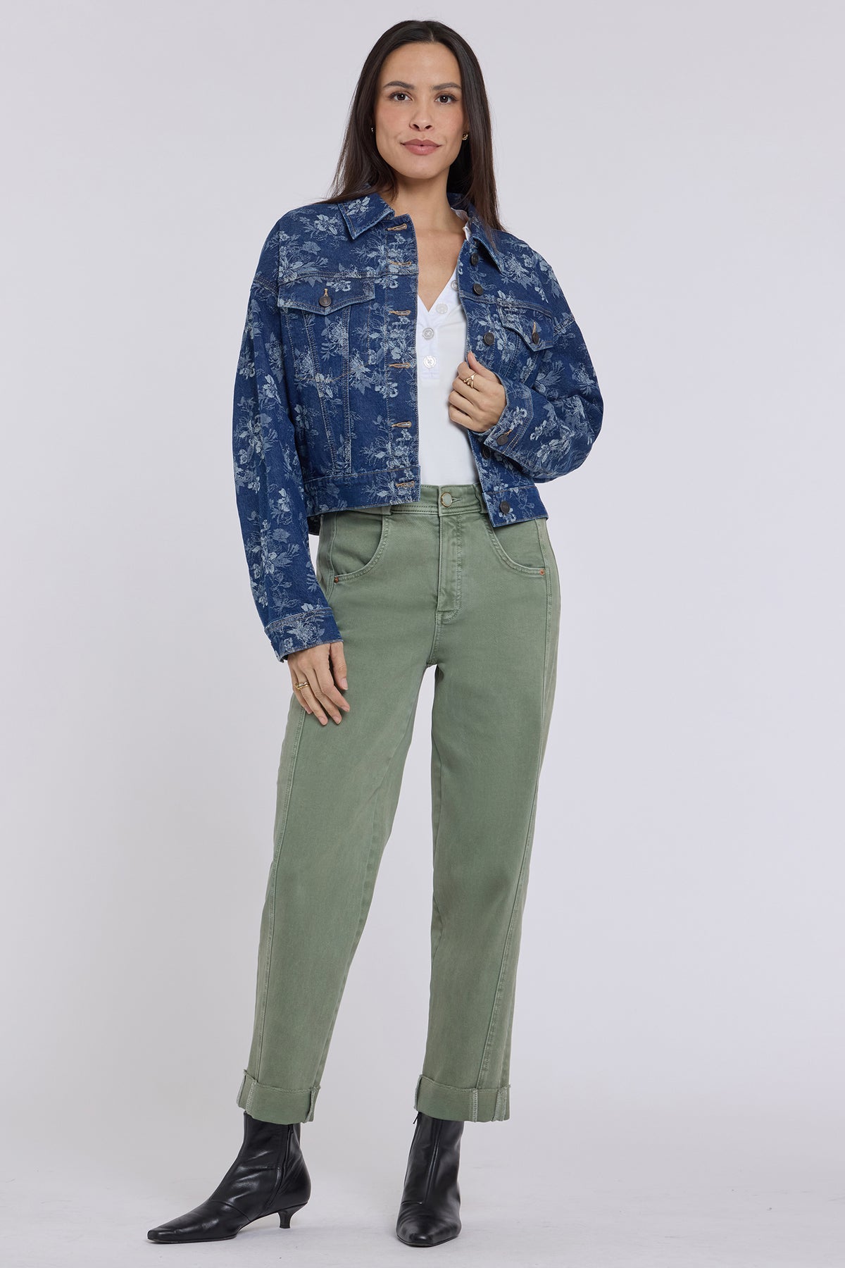 NYDJ Denim Trucker Jacket  - Floral Jacquard Indigo