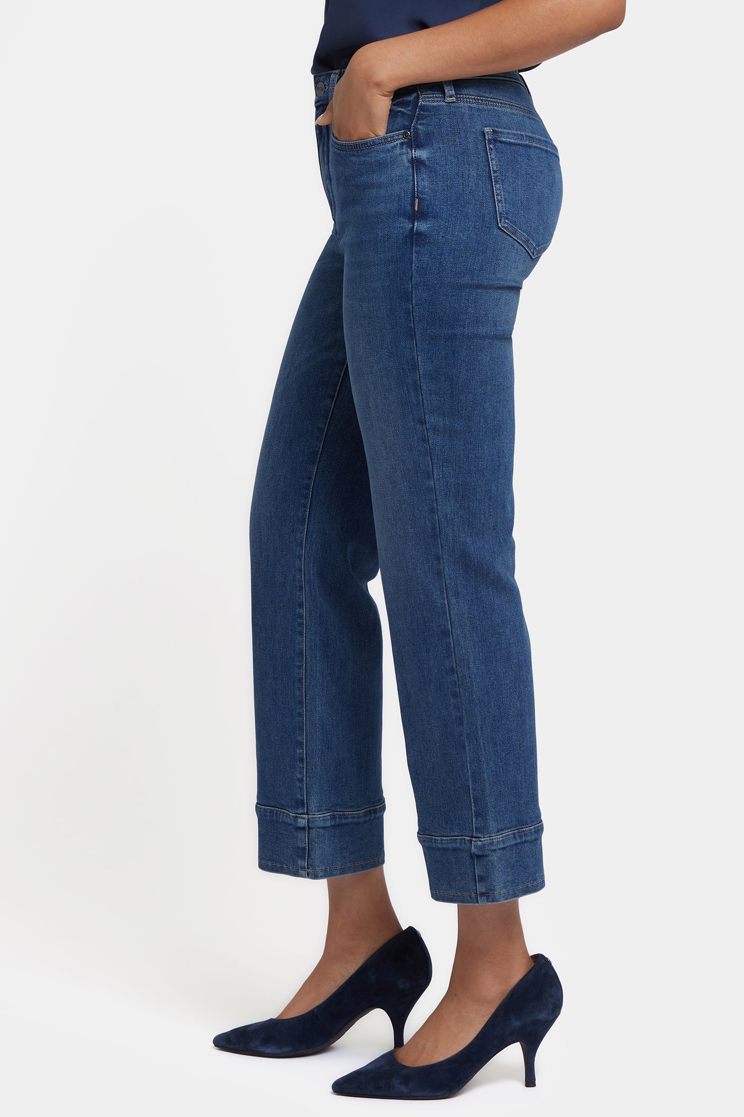 NYDJ Bailey Relaxed Straight Ankle Jeans With High Rise And Pieced Hems - Rio Rapids