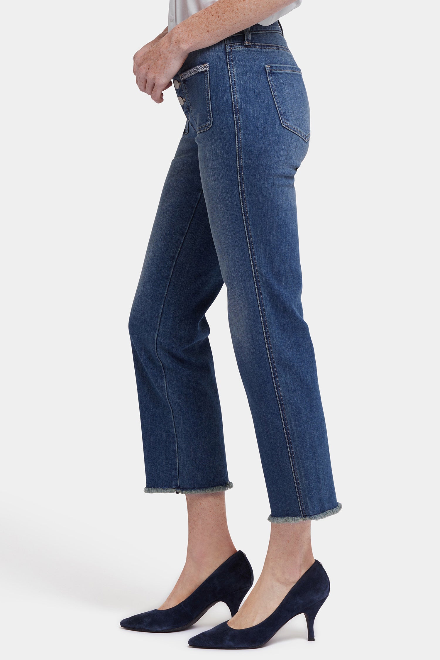 NYDJ Marilyn Straight Ankle Jeans With Patch Pockets And Geo Tape - Valencia Surf