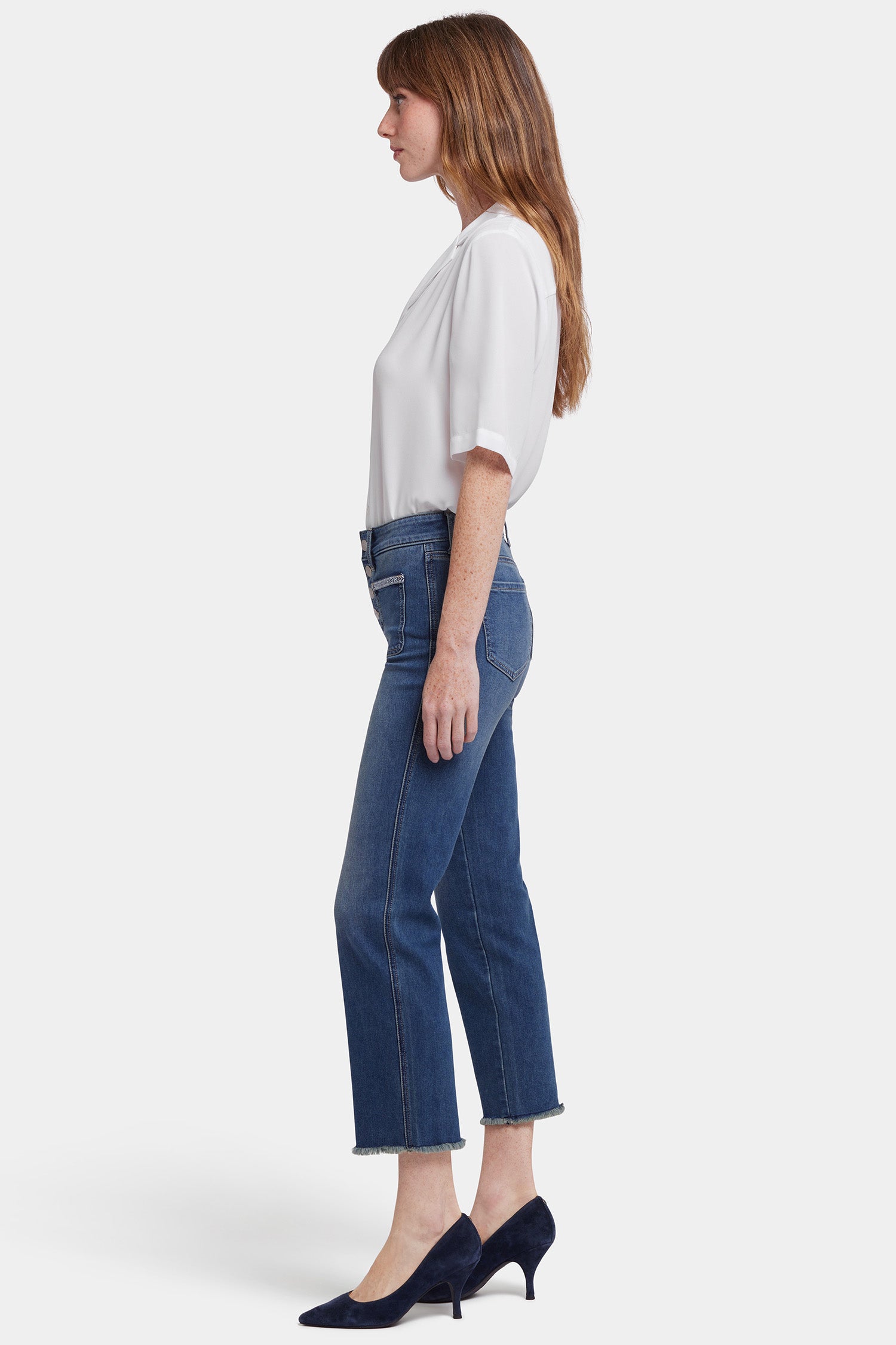 NYDJ Marilyn Straight Ankle Jeans With Patch Pockets And Geo Tape - Valencia Surf