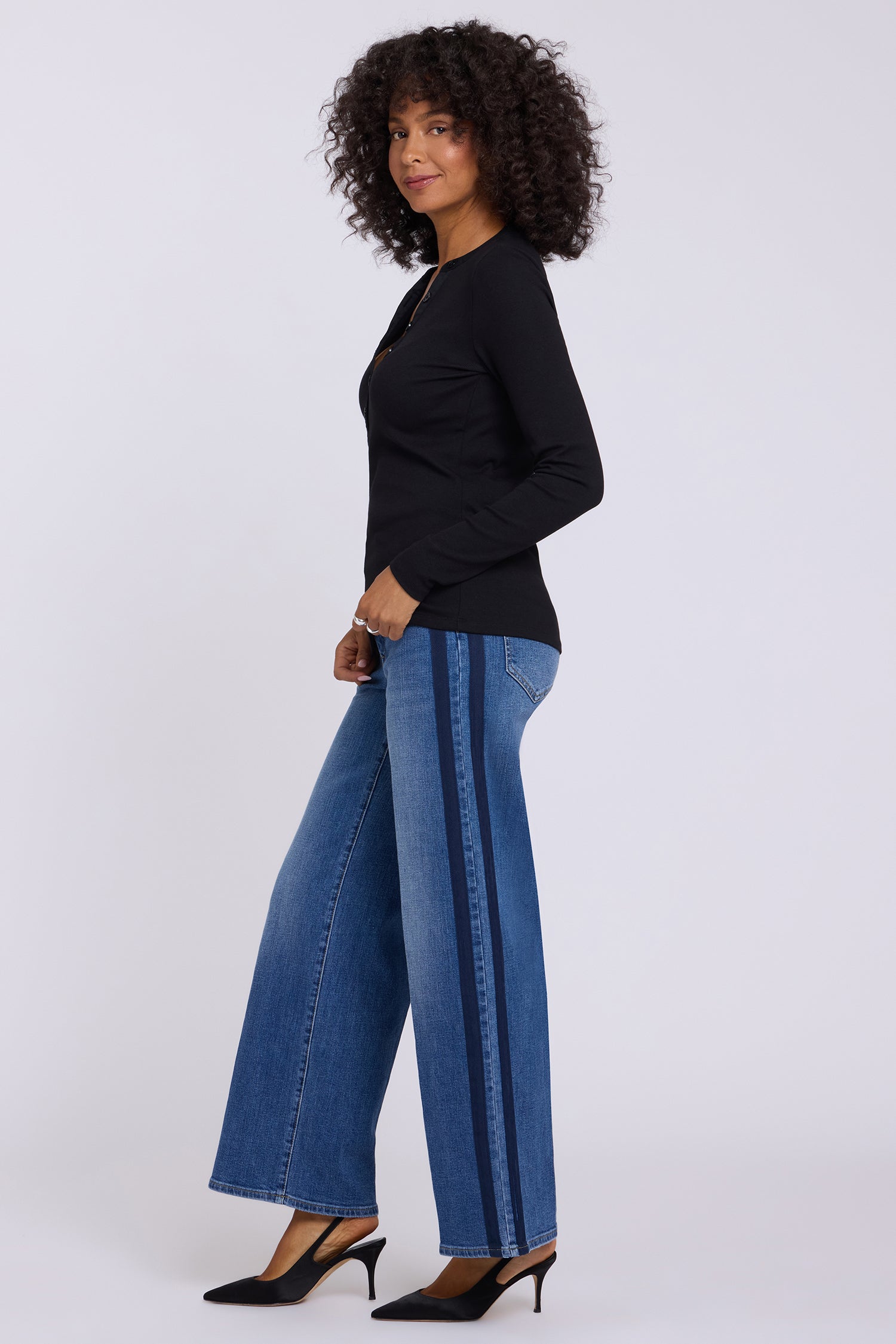 NYDJ Emery Ribbed Henley  - Black