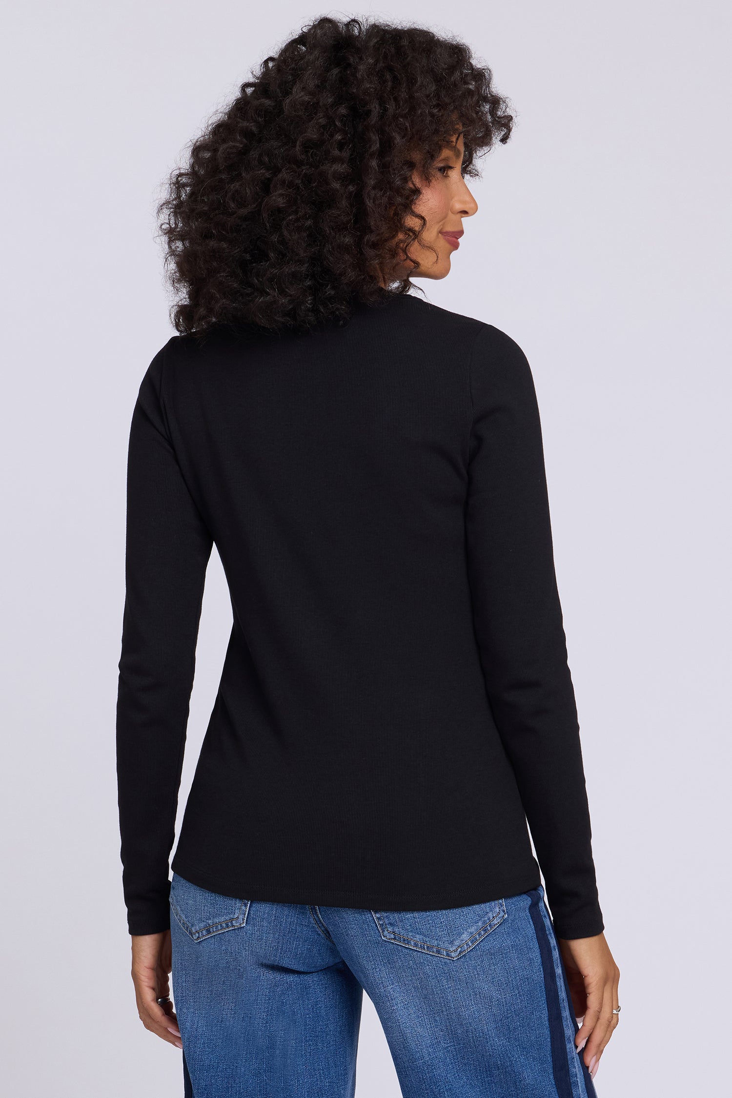 NYDJ Emery Ribbed Henley  - Black