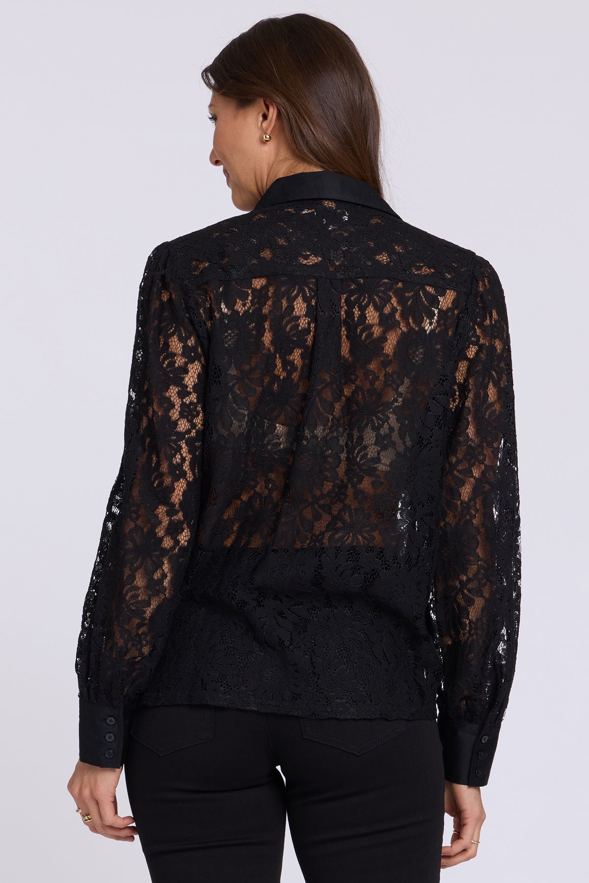 NYDJ Eliza Lace Blouse  - Black