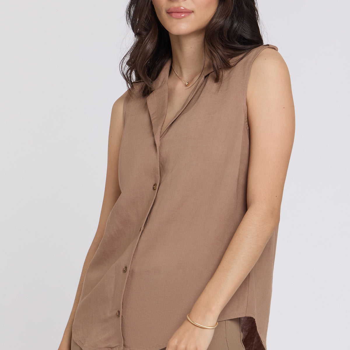 Gabrielle Sleeveless Blouse - Toasted Coconut