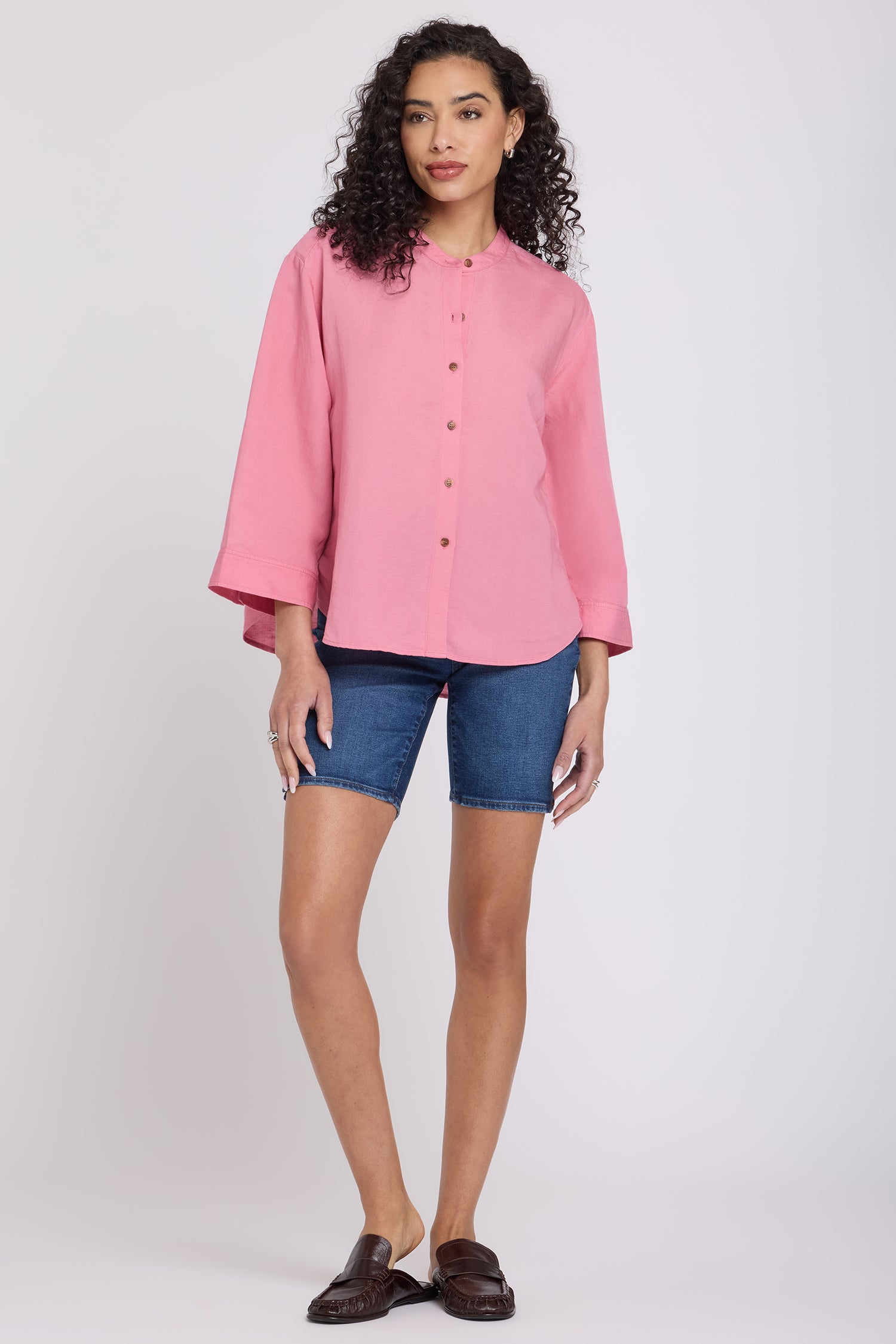 Maggie Oversize Blouse In Linen - Desert Rose Solid Colors | NYDJ