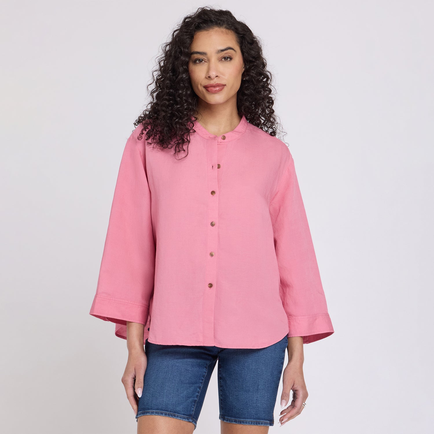 Maggie Oversize Blouse In Linen - Desert Rose Solid Colors | NYDJ