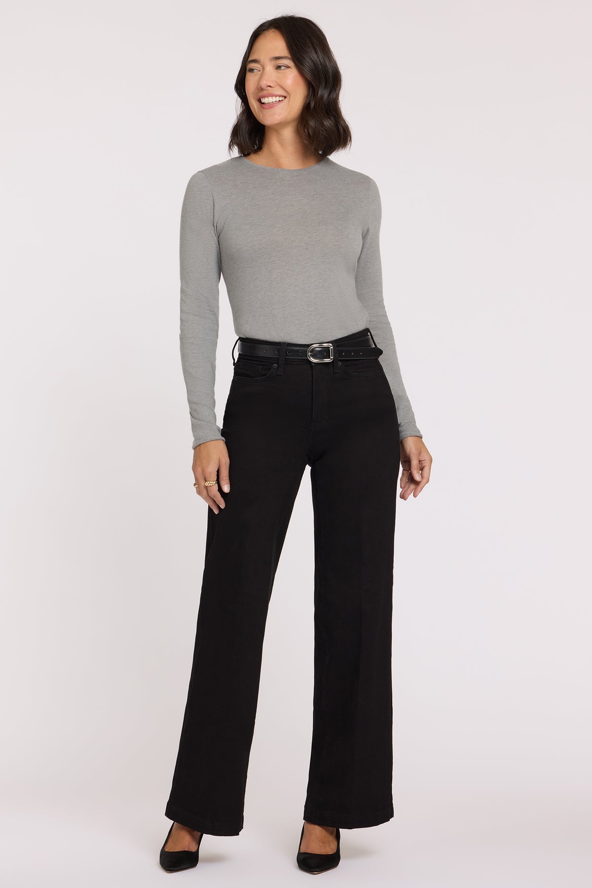 Teresa Wide Leg Jeans - Black Rinse