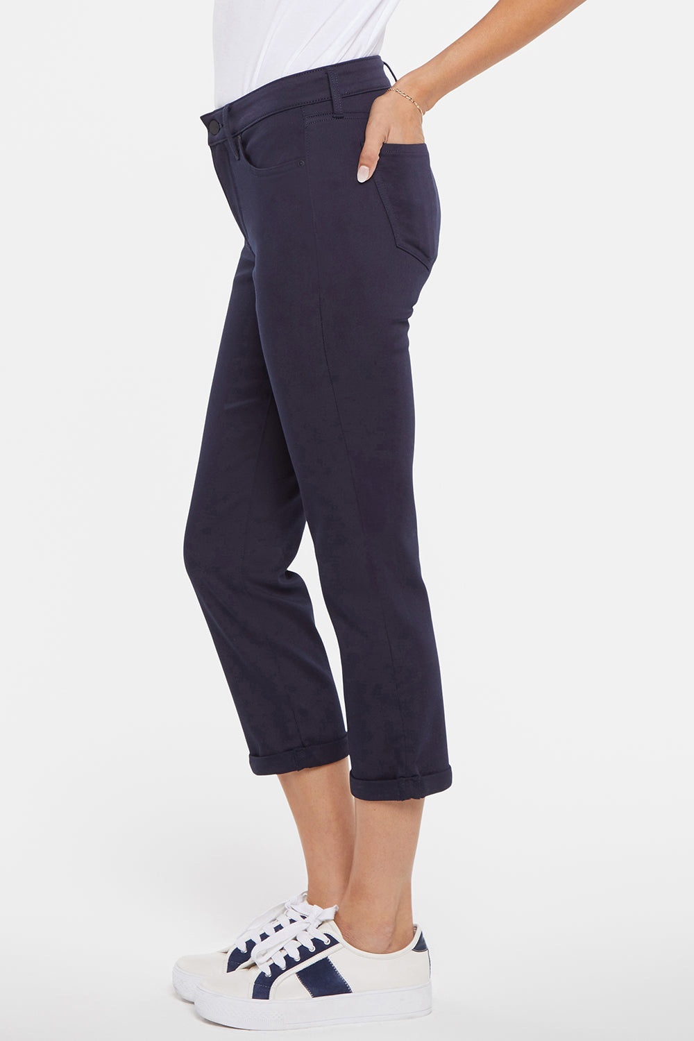 NYDJ Chloe Skinny Capri Jeans In BlueLast™ Denim With Roll Cuffs - Dark Rinse