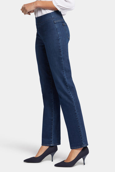 NYDJ Bailey Relaxed Straight Pull-On Jeans  - Palace