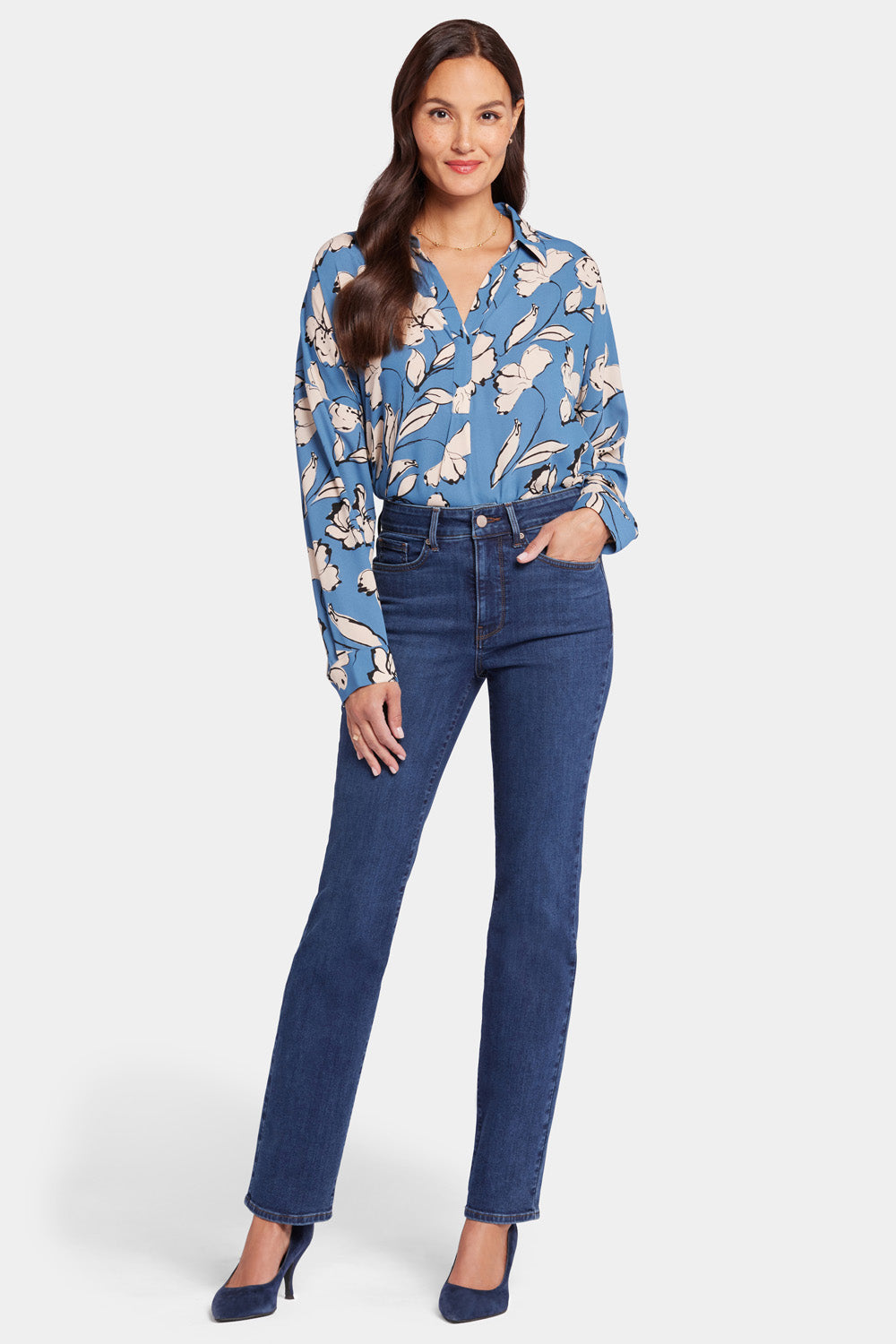NYDJ Marilyn Straight Jeans With High Rise And 31" Inseam - Gold Coast