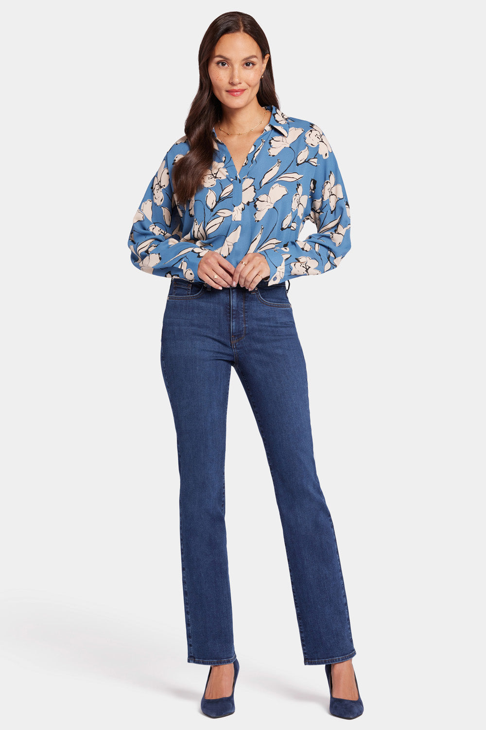NYDJ Marilyn Straight Jeans With High Rise And 31" Inseam - Gold Coast