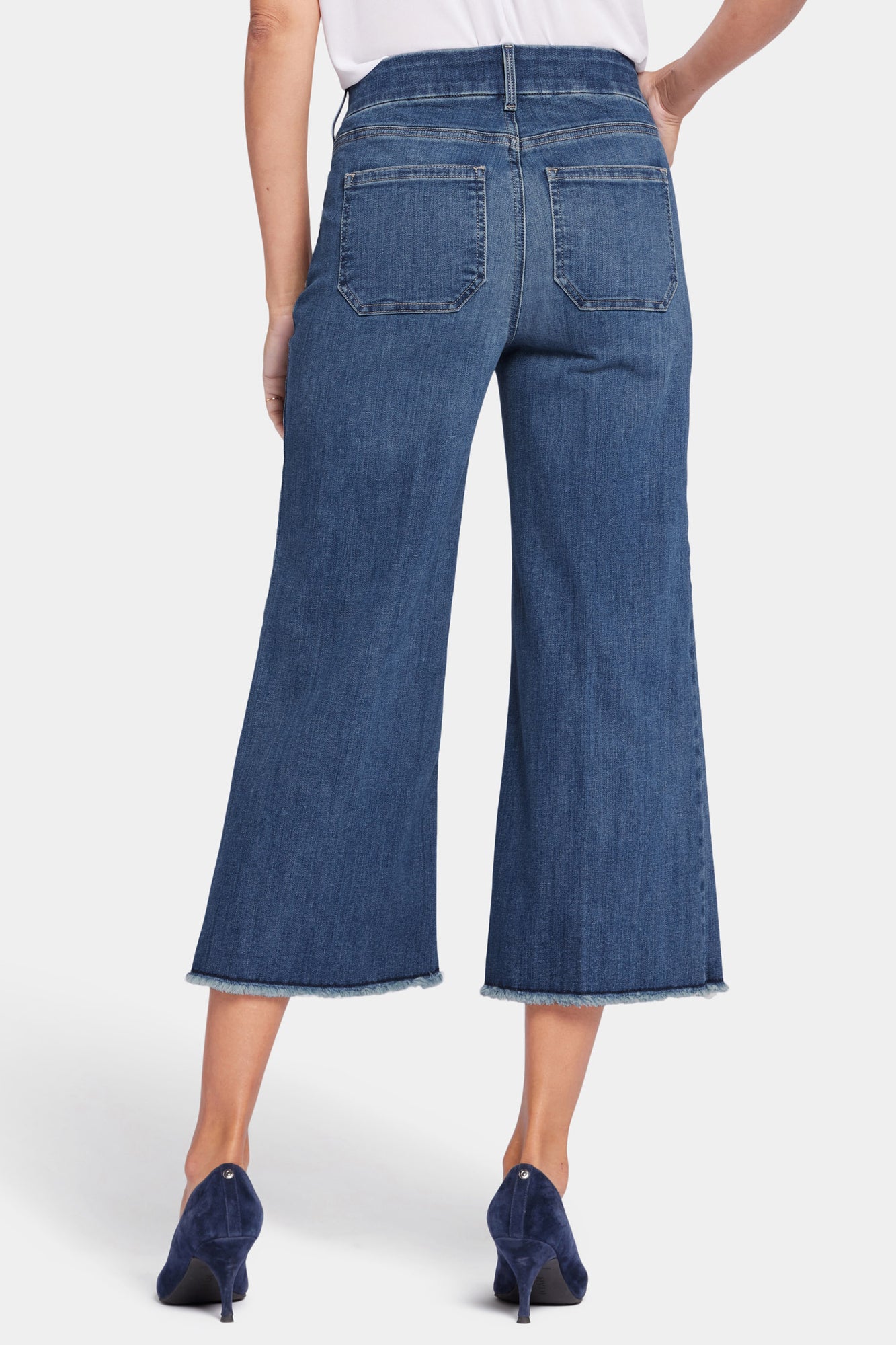 NYDJ Patchie Wide Leg Capri Jeans With Frayed Hems - Fanciful