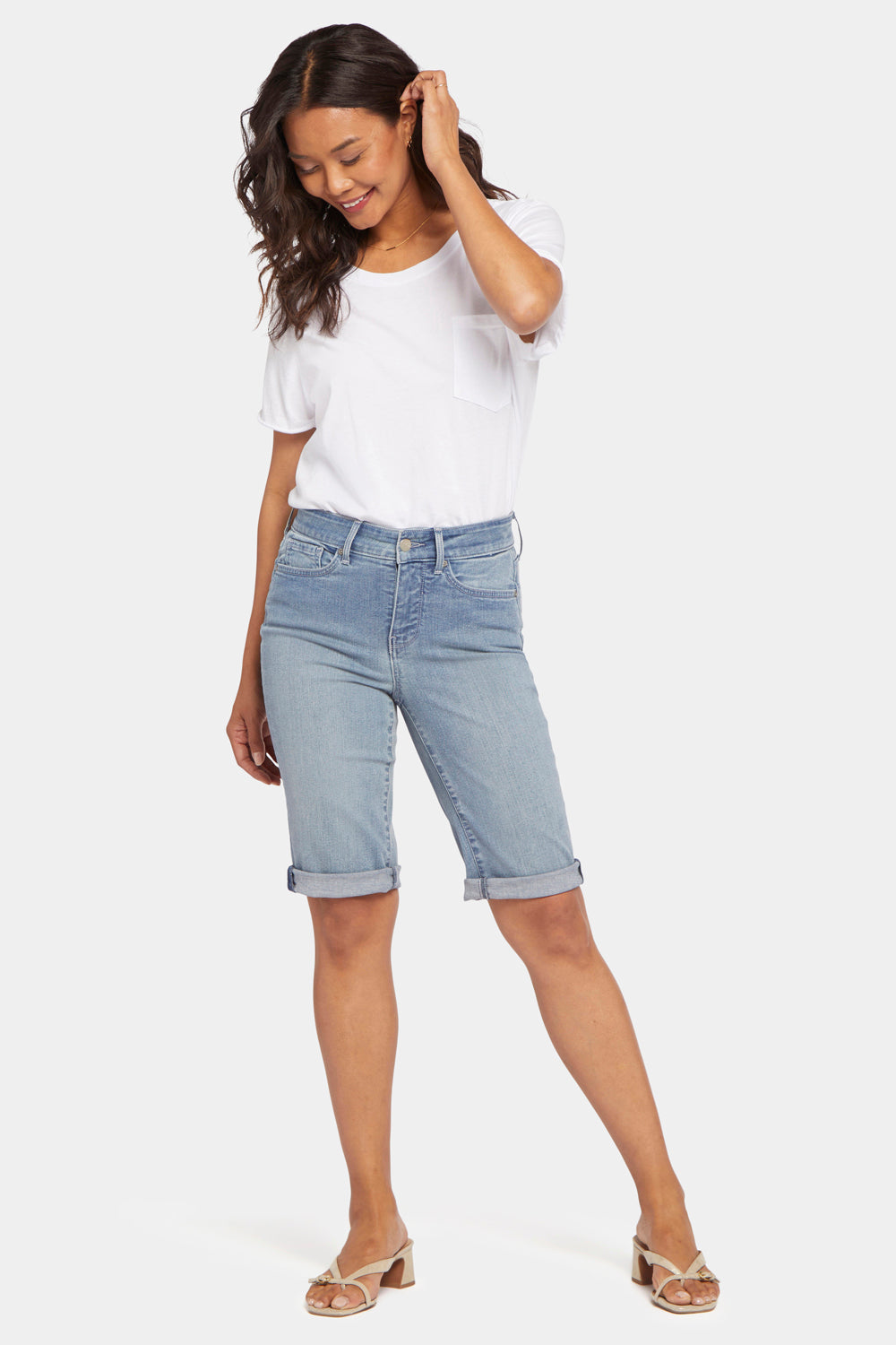 NYDJ Briella 11 Inch Denim Shorts With Roll Cuffs - Thistle Falls