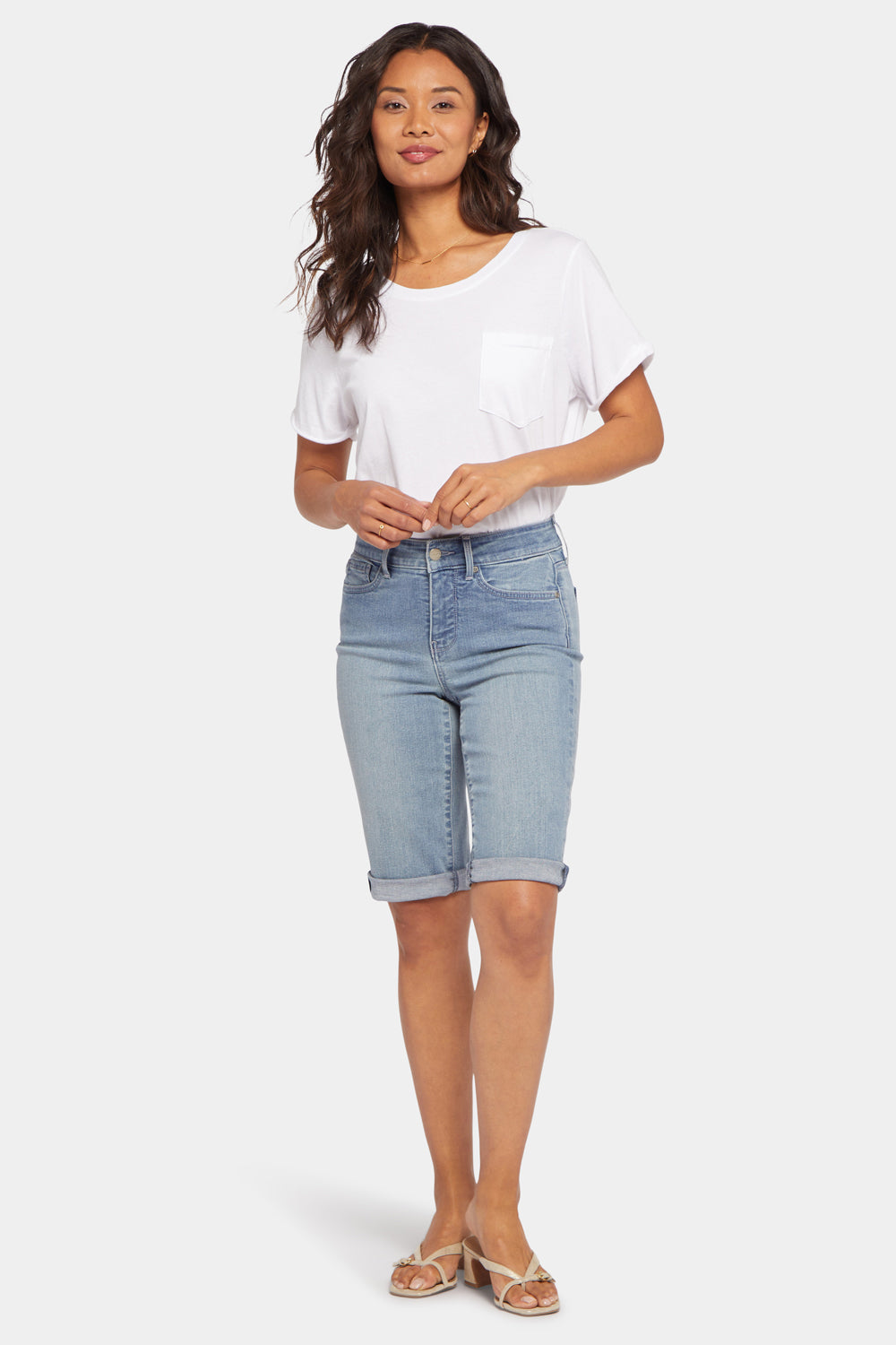 NYDJ Briella 11 Inch Denim Shorts With Roll Cuffs - Thistle Falls