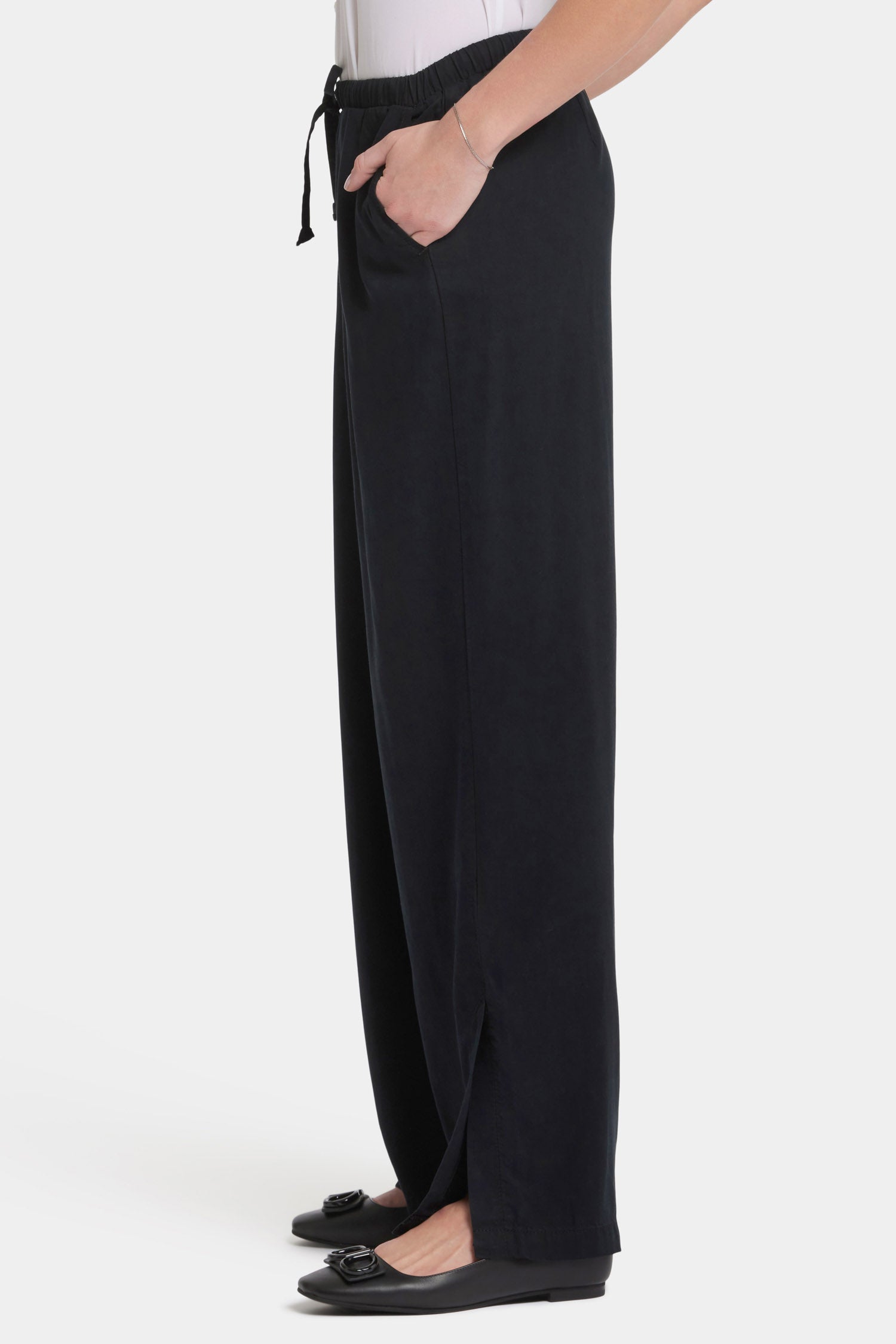 NYDJ Jayne Wide Leg Pull-On Pants  - Overdye Black