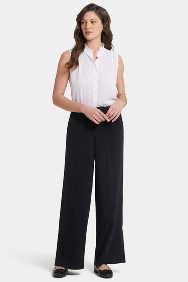 NYDJ Jayne Wide Leg Pull-On Pants  - Overdye Black