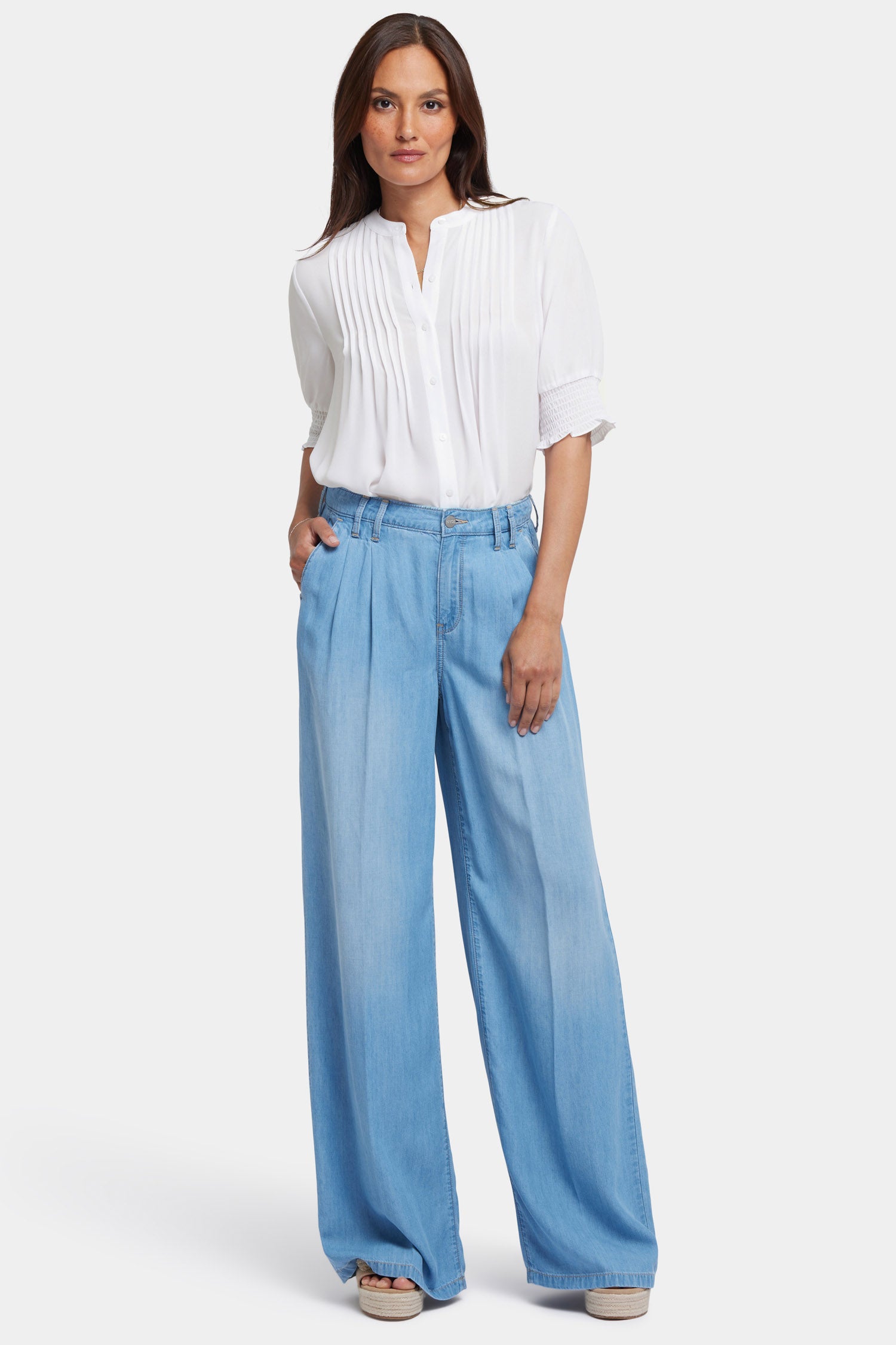 Whitney Pleated Trouser Pants With Super High Rise - Canary