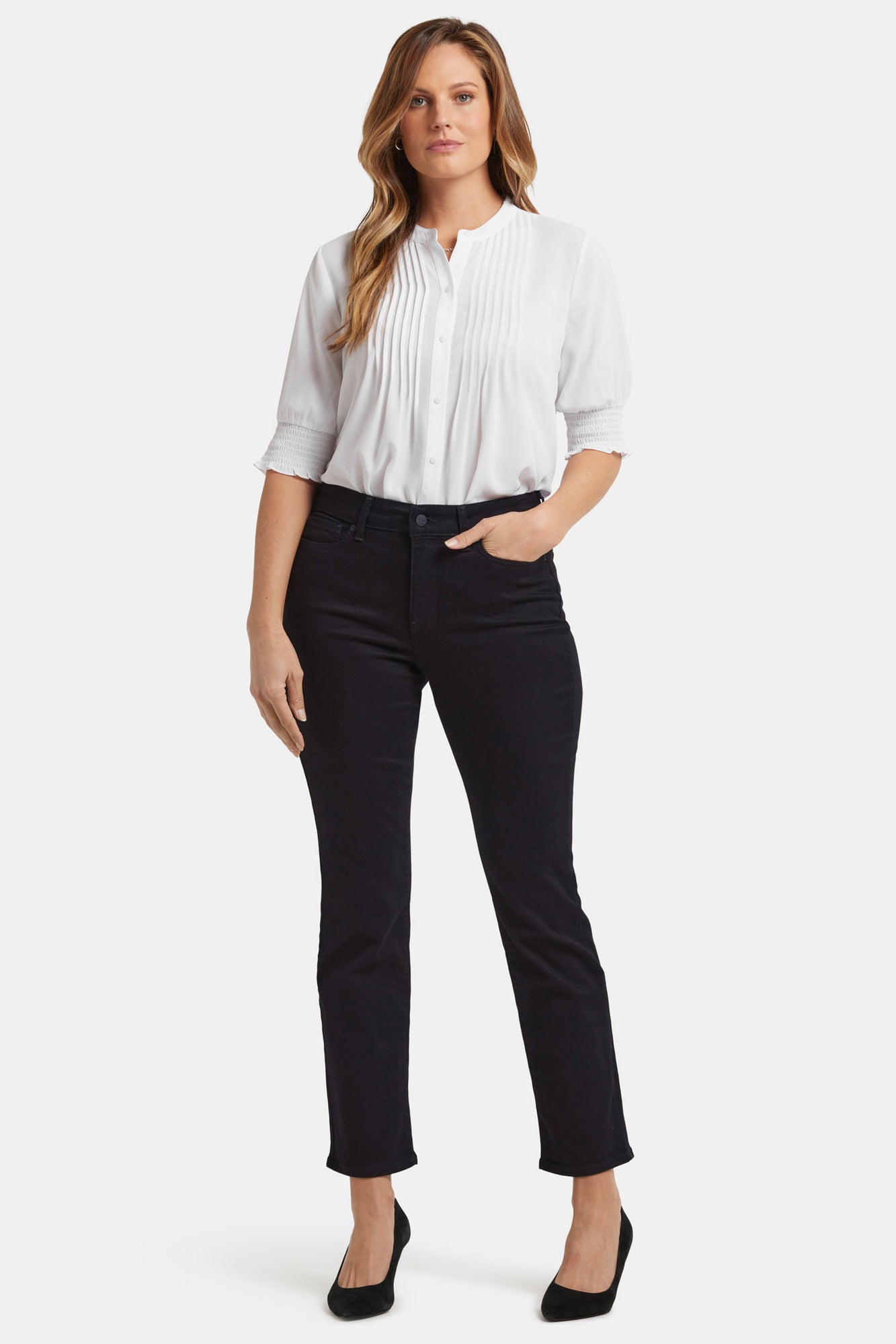 NYDJ Ellison Straight Jeans With High Rise - Black