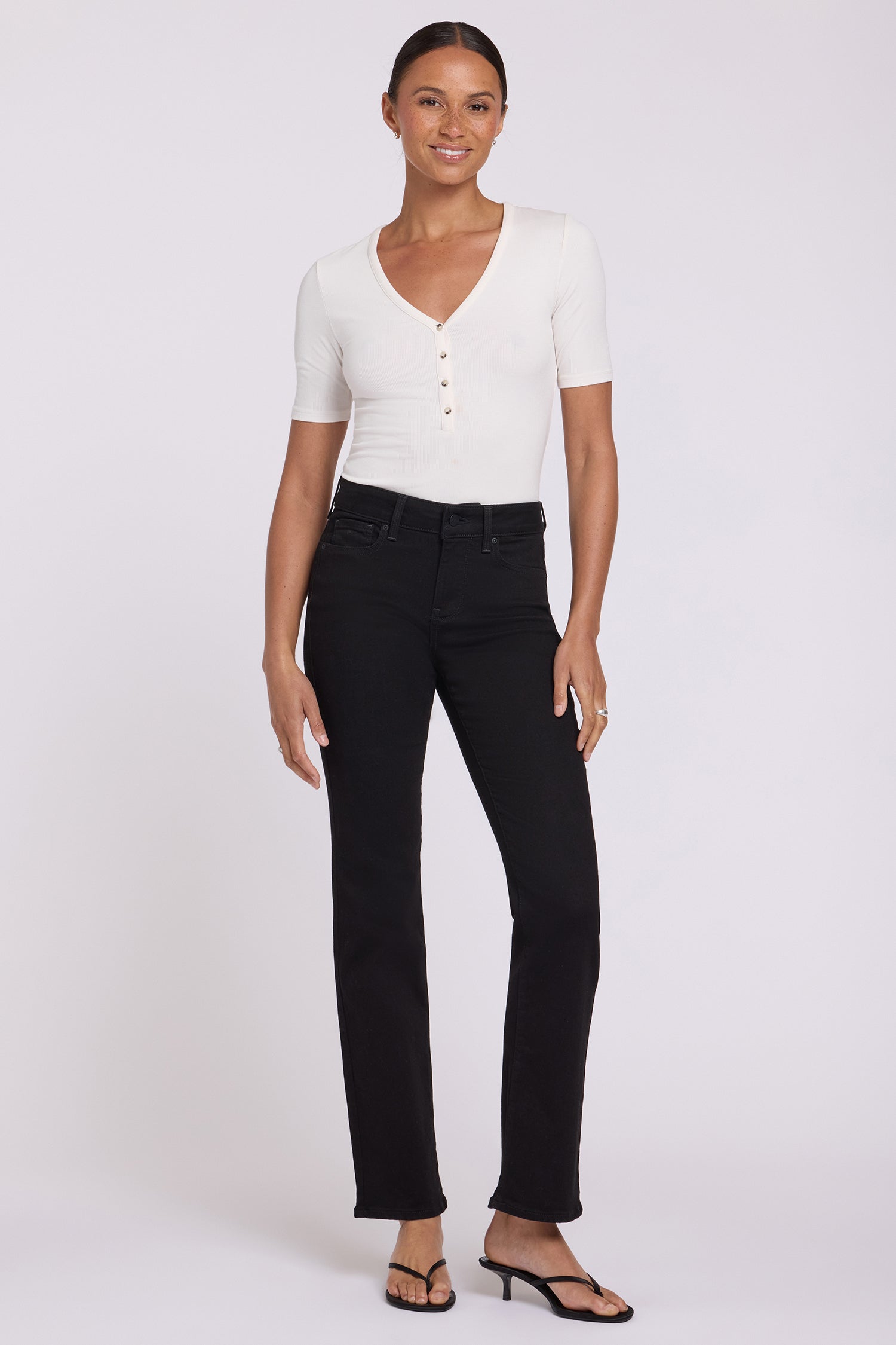 NYDJ Marilyn Straight Jeans  - Black