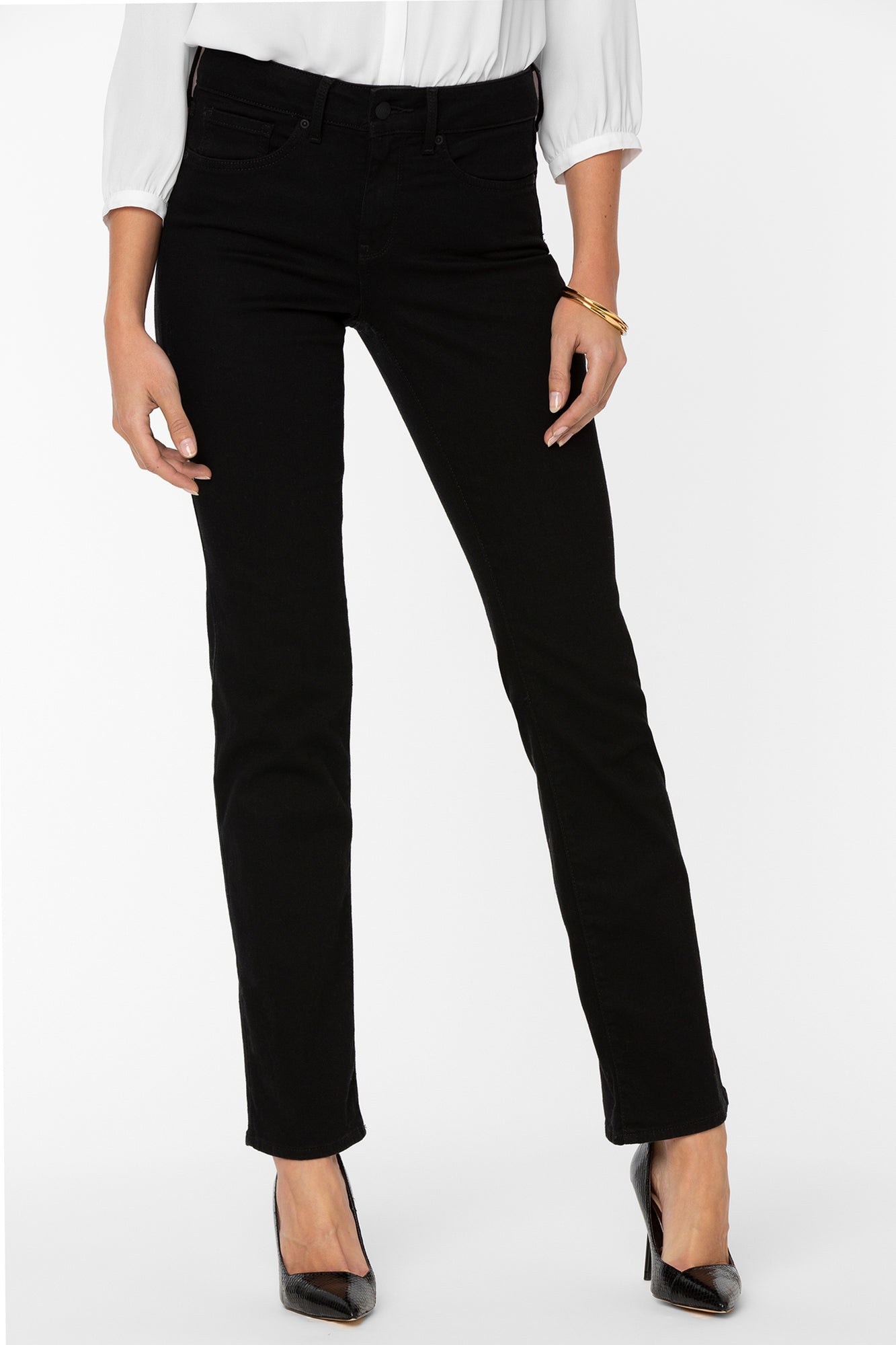 NYDJ Marilyn Straight Jeans  - Black