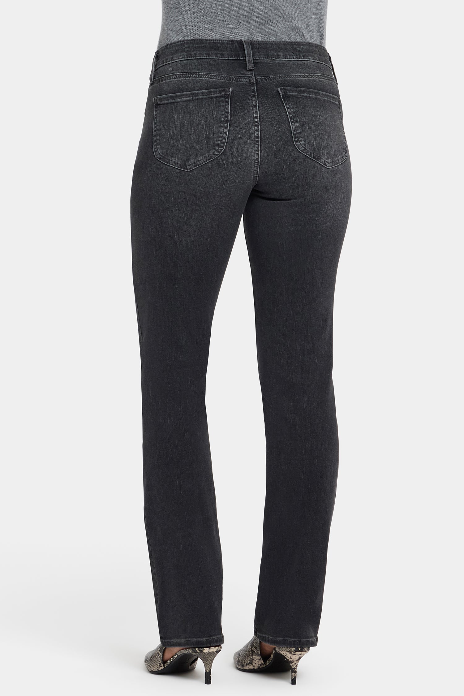 NYDJ Marilyn Straight Jeans With Front Button Flap Pockets - Gloomy Marais