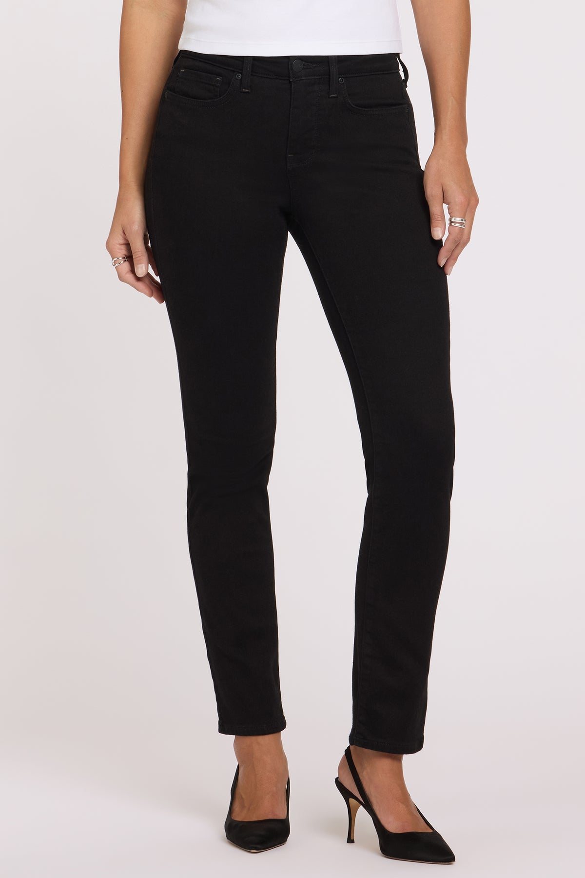NYDJ Sheri Slim Straight Jeans  - Black