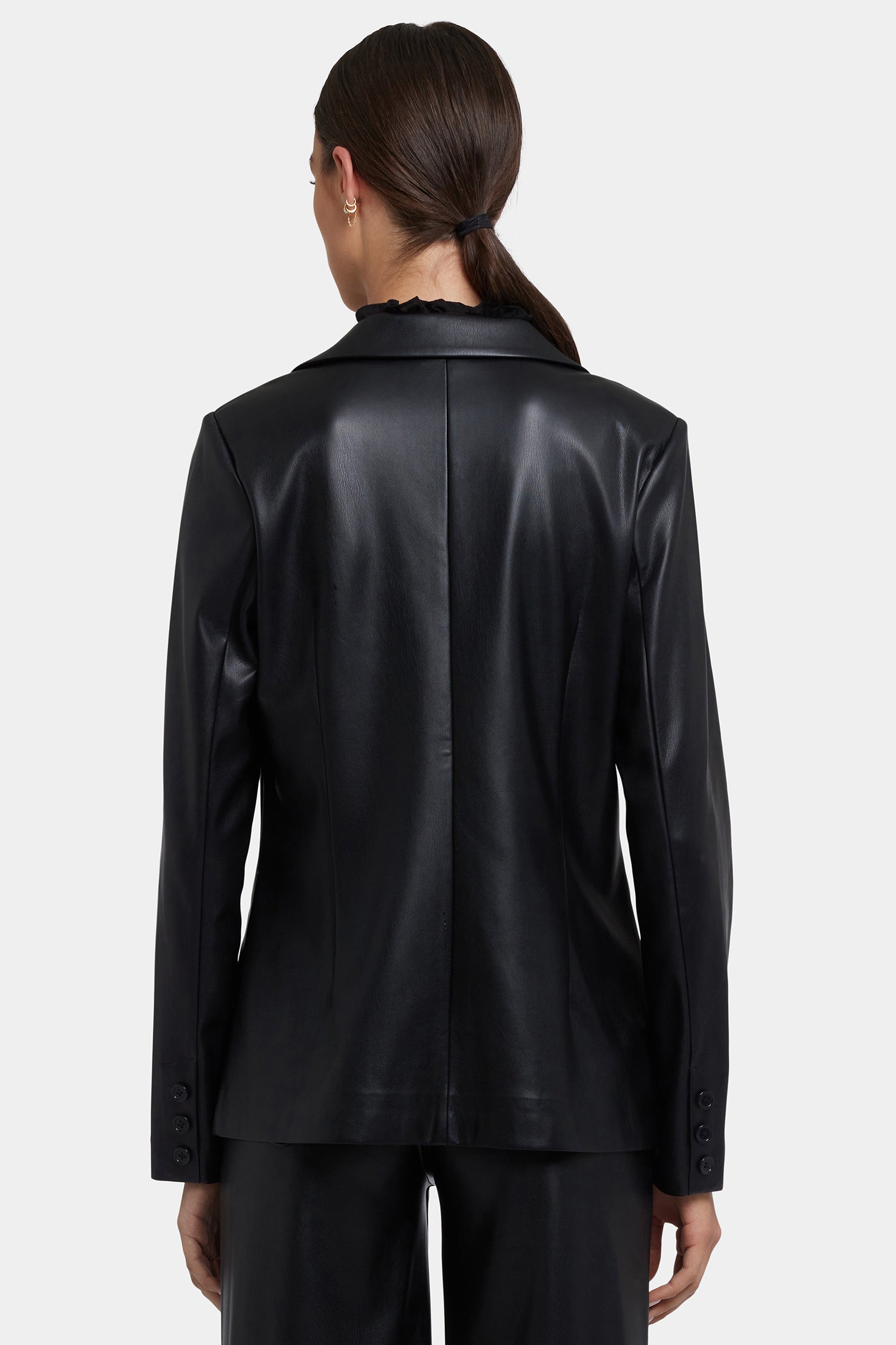 NYDJ Vegan Stretch Leather Classic Blazer Jacket Sculpt-Her™ Collection - Black