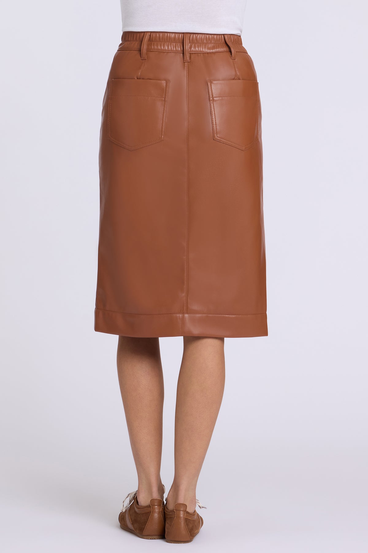 NYDJ Vegan Stretch Leather Utility Skirt  - Mocha Bisque