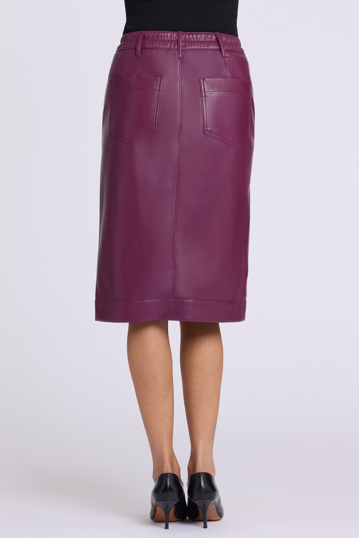 NYDJ Vegan Stretch Leather Utility Skirt  - Mauve Wine