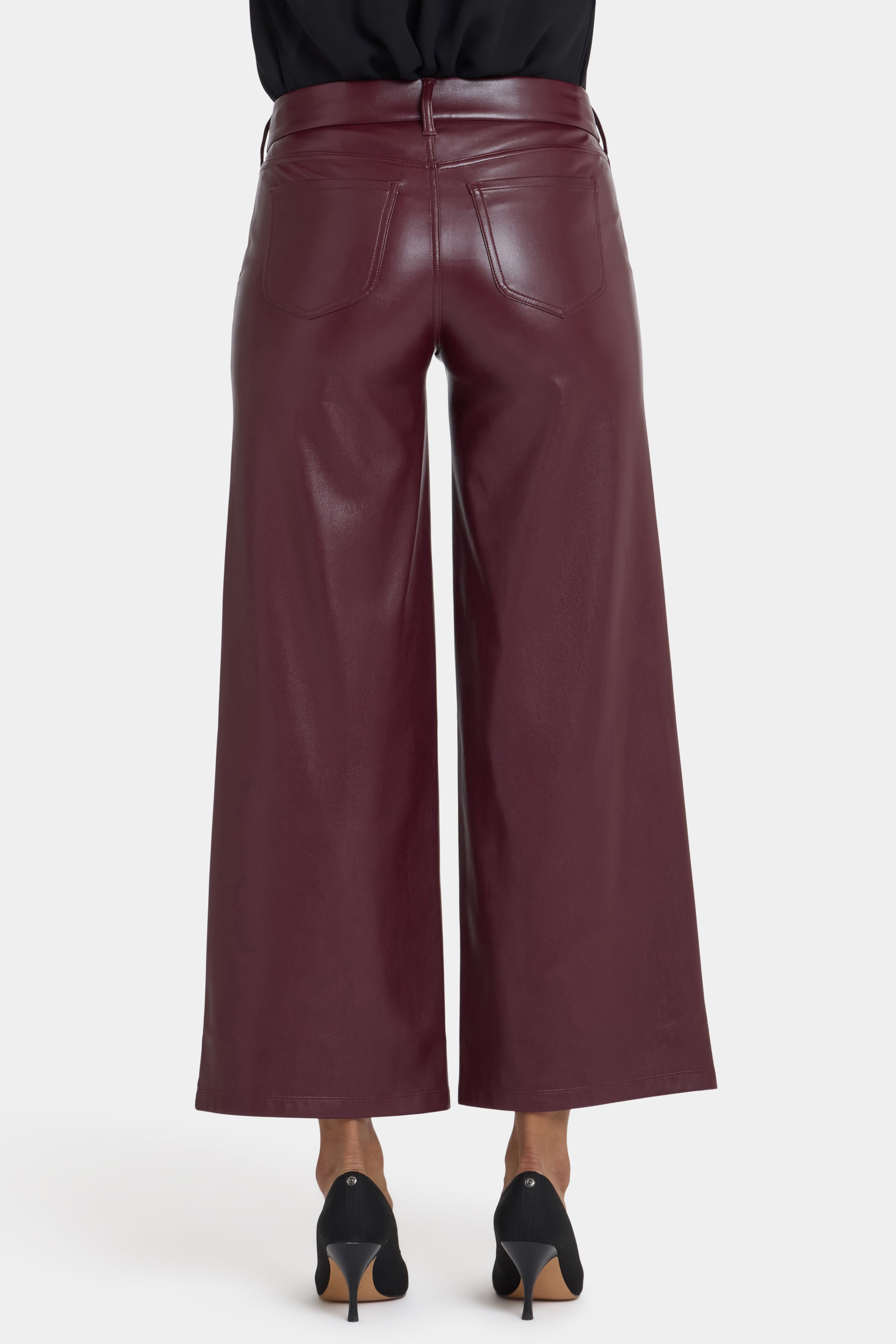 Vegan Stretch Leather Wide Leg Trouser Pants Sculpt-Her