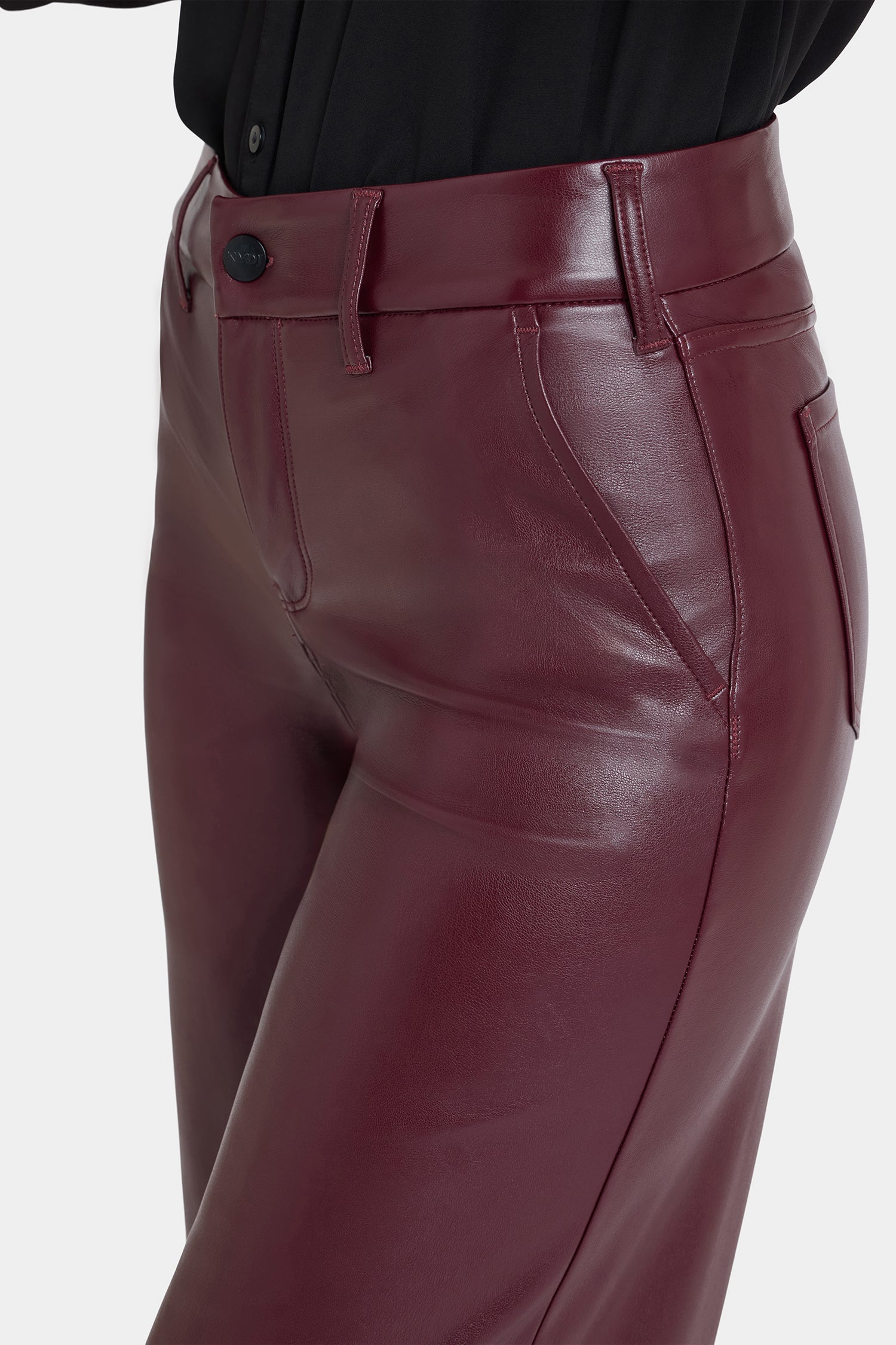 Vegan Stretch Leather Wide Leg Trouser Pants Sculpt-Her