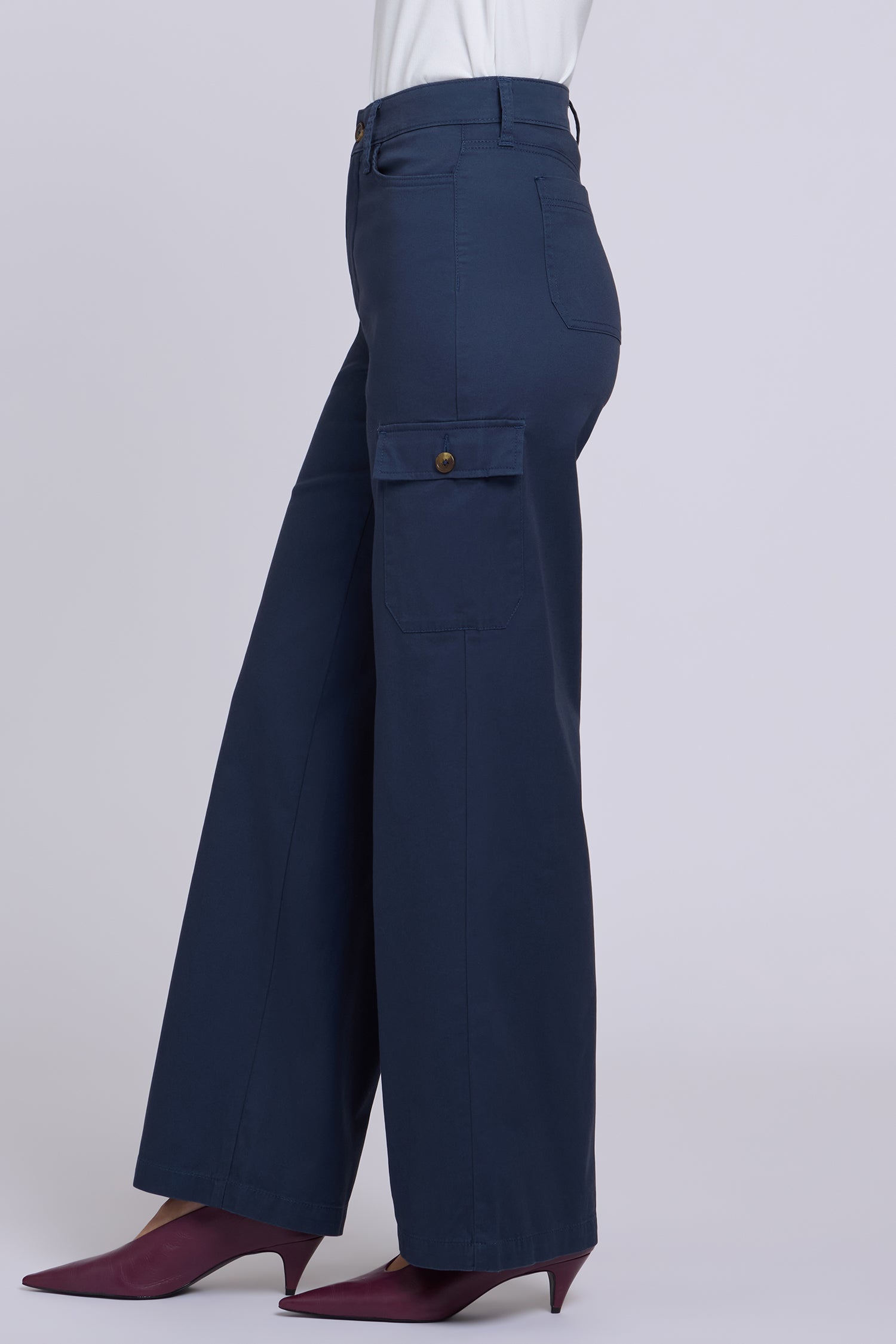 NYDJ Caroline Cargo Pants In Stretch Twill With Super High Rise - Oxford Navy