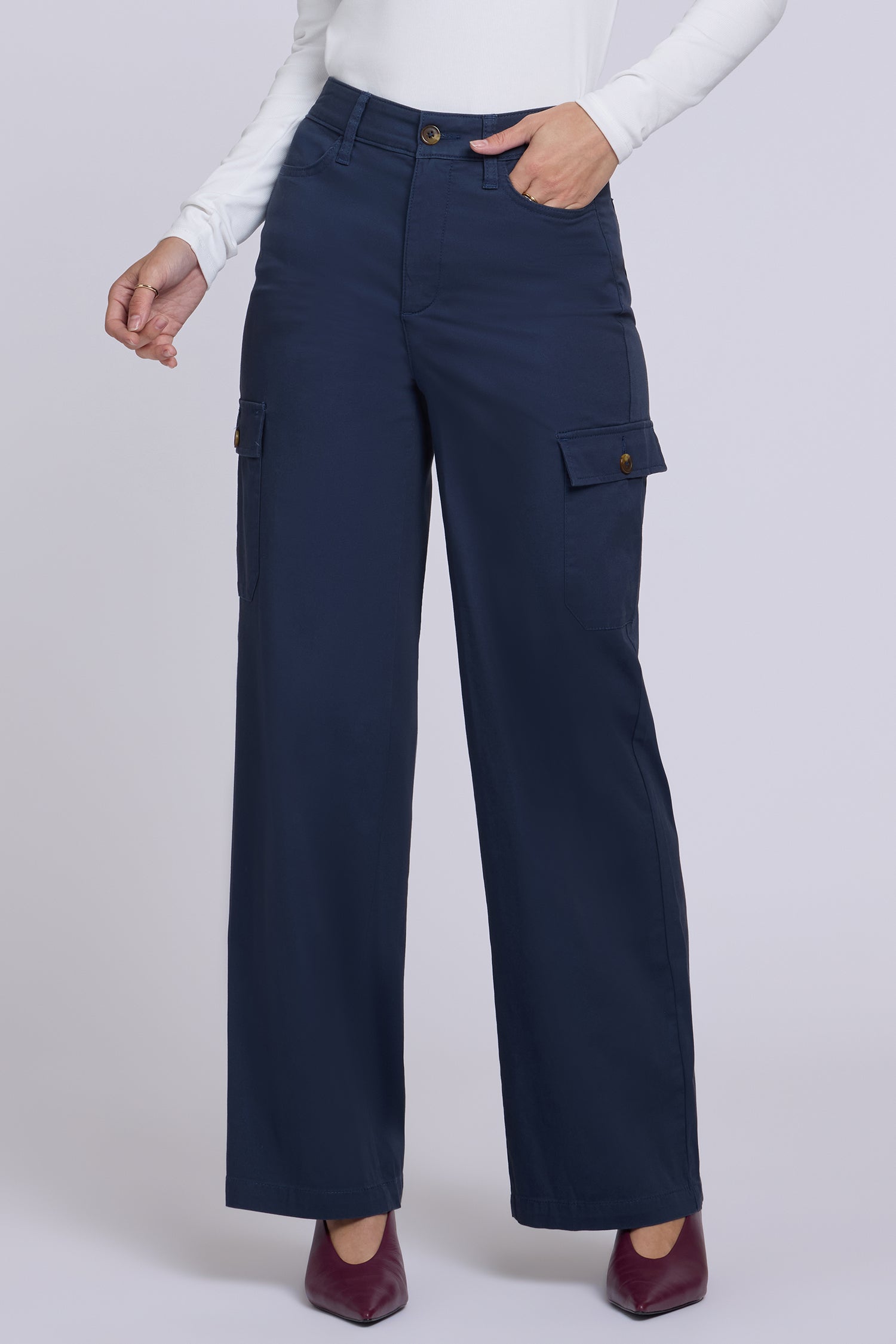 NYDJ Caroline Cargo Pants In Stretch Twill With Super High Rise - Oxford Navy