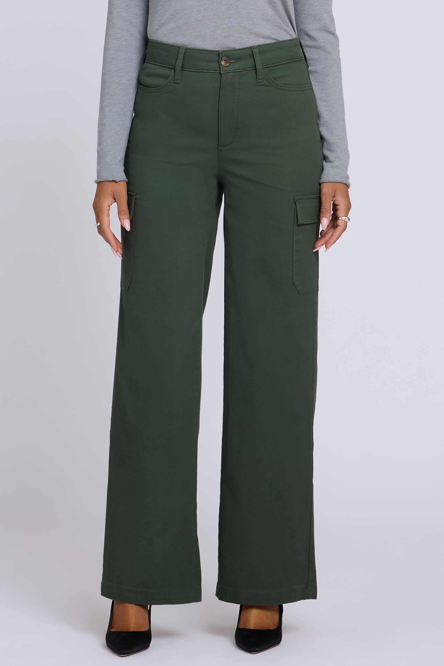 NYDJ Caroline Cargo Pants In Stretch Twill With Super High Rise - True Olive