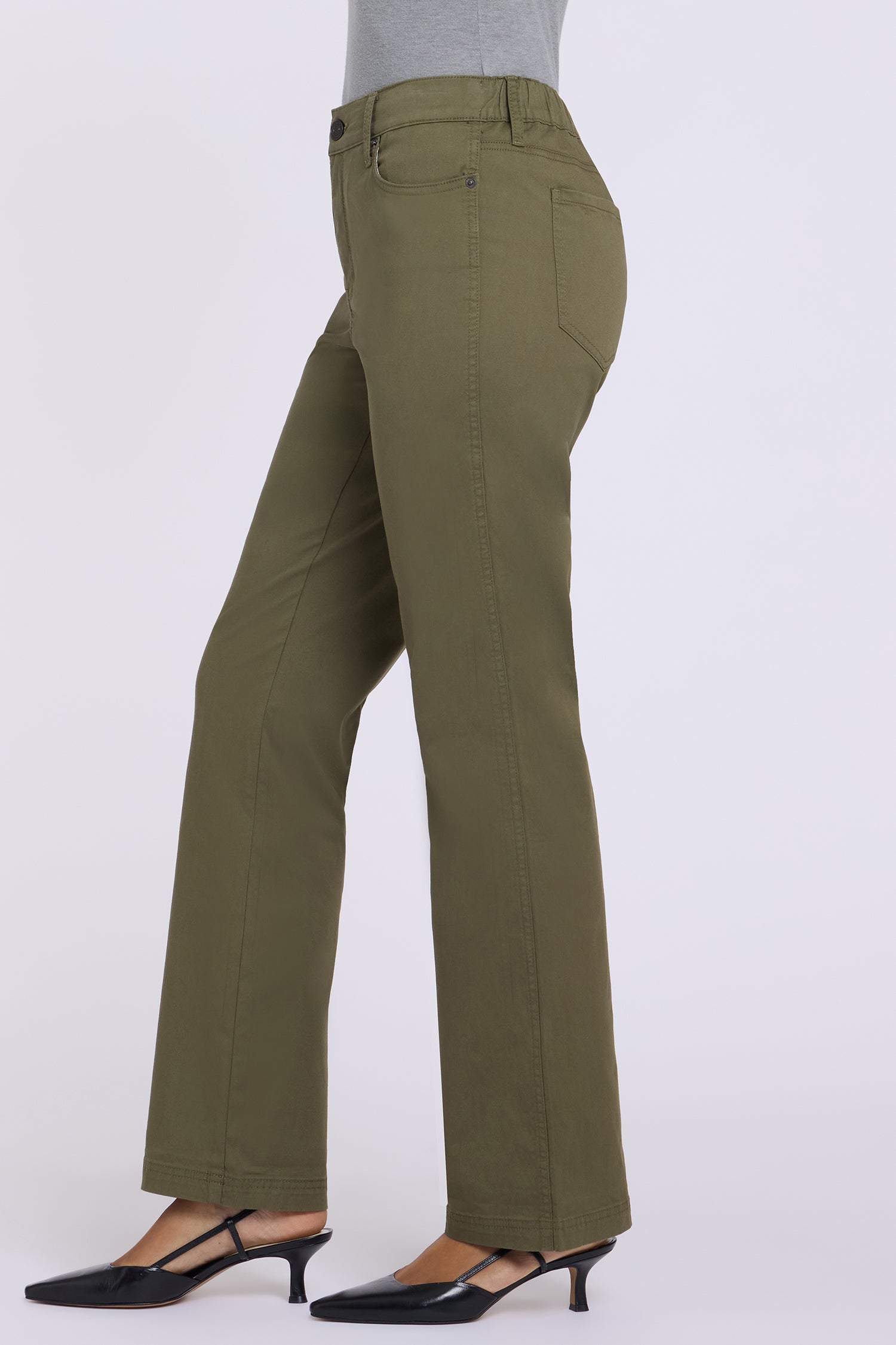 NYDJ Adjustable Marilyn Straight Pants In Stretch Twill With High Rise And 1" Hems - Bay Leaf