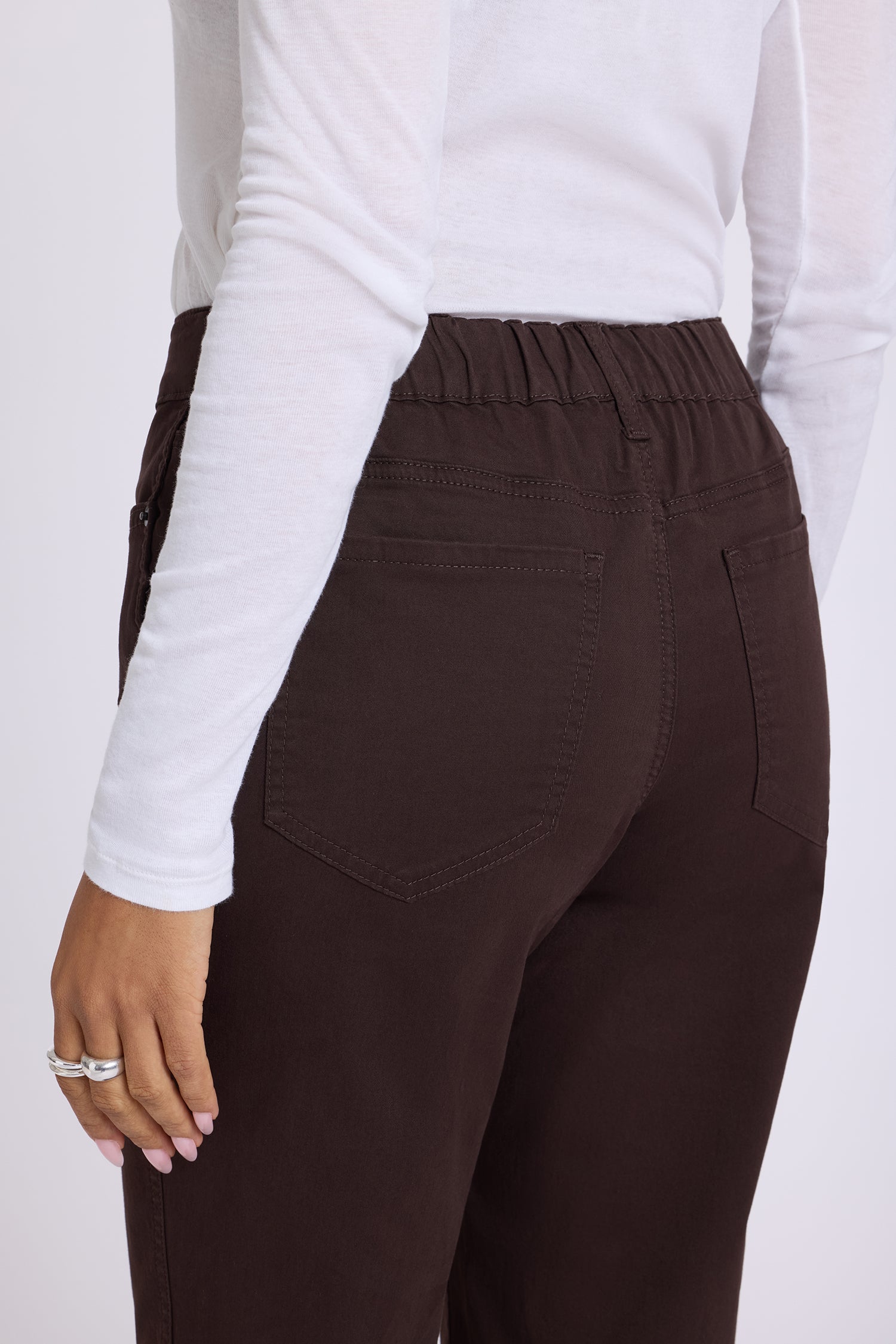 NYDJ Adjustable Marilyn Straight Pants In Stretch Twill With High Rise And 1" Hems - Bitter Chocolate