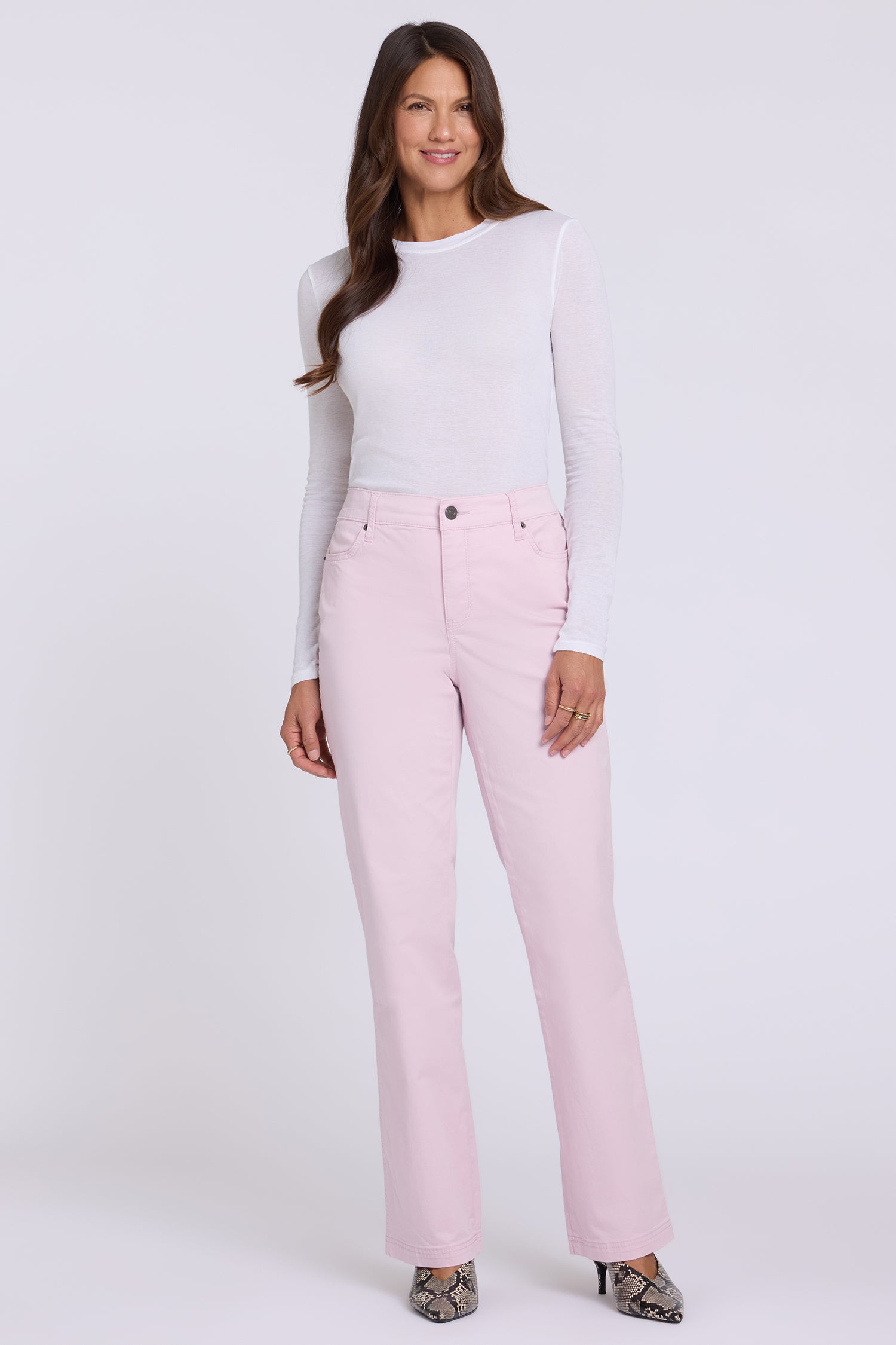 NYDJ Adjustable Marilyn Straight Pants In Stretch Twill With High Rise And 1" Hems - Light Lilac