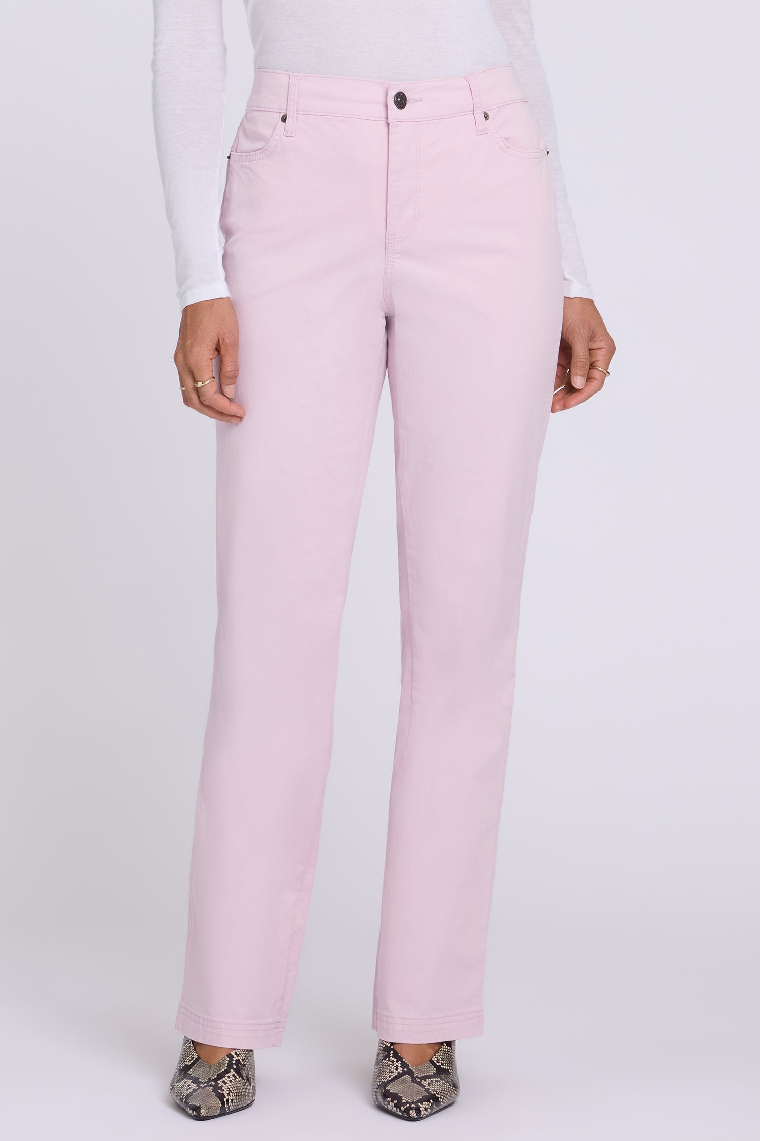 NYDJ Adjustable Marilyn Straight Pants In Stretch Twill With High Rise And 1" Hems - Light Lilac
