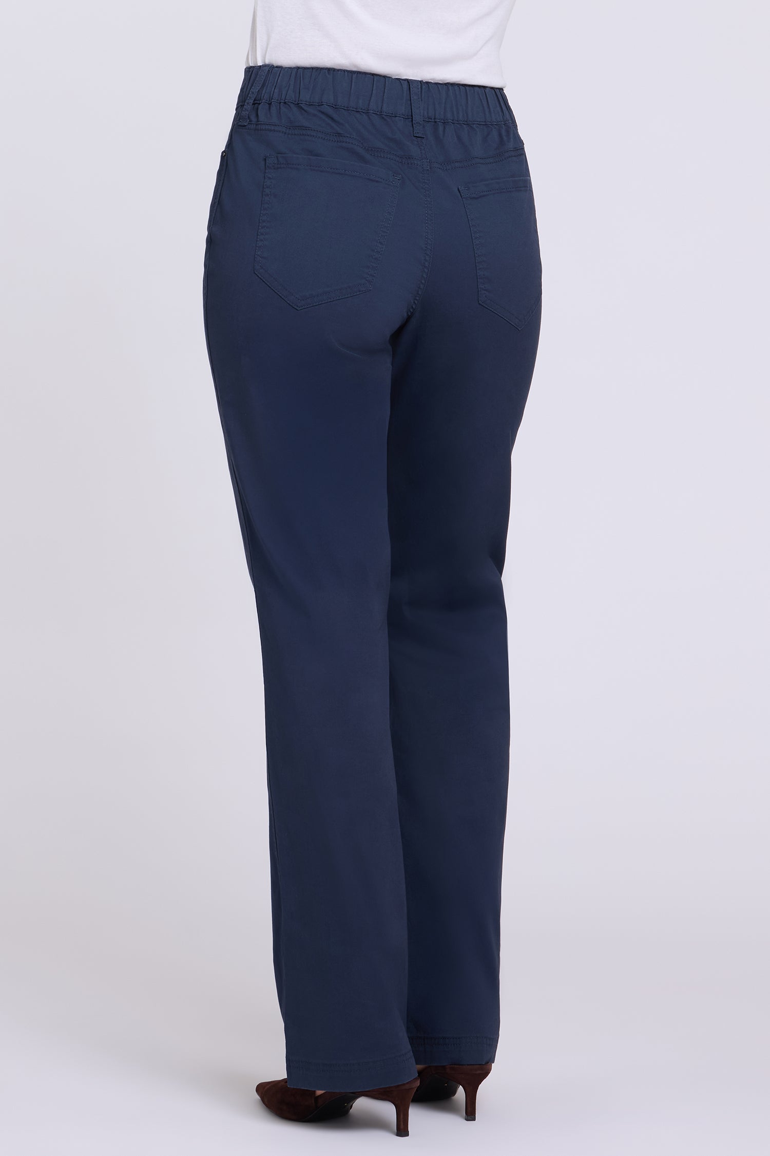 NYDJ Adjustable Marilyn Straight Pants In Stretch Twill With High Rise And 1" Hems - Oxford Navy